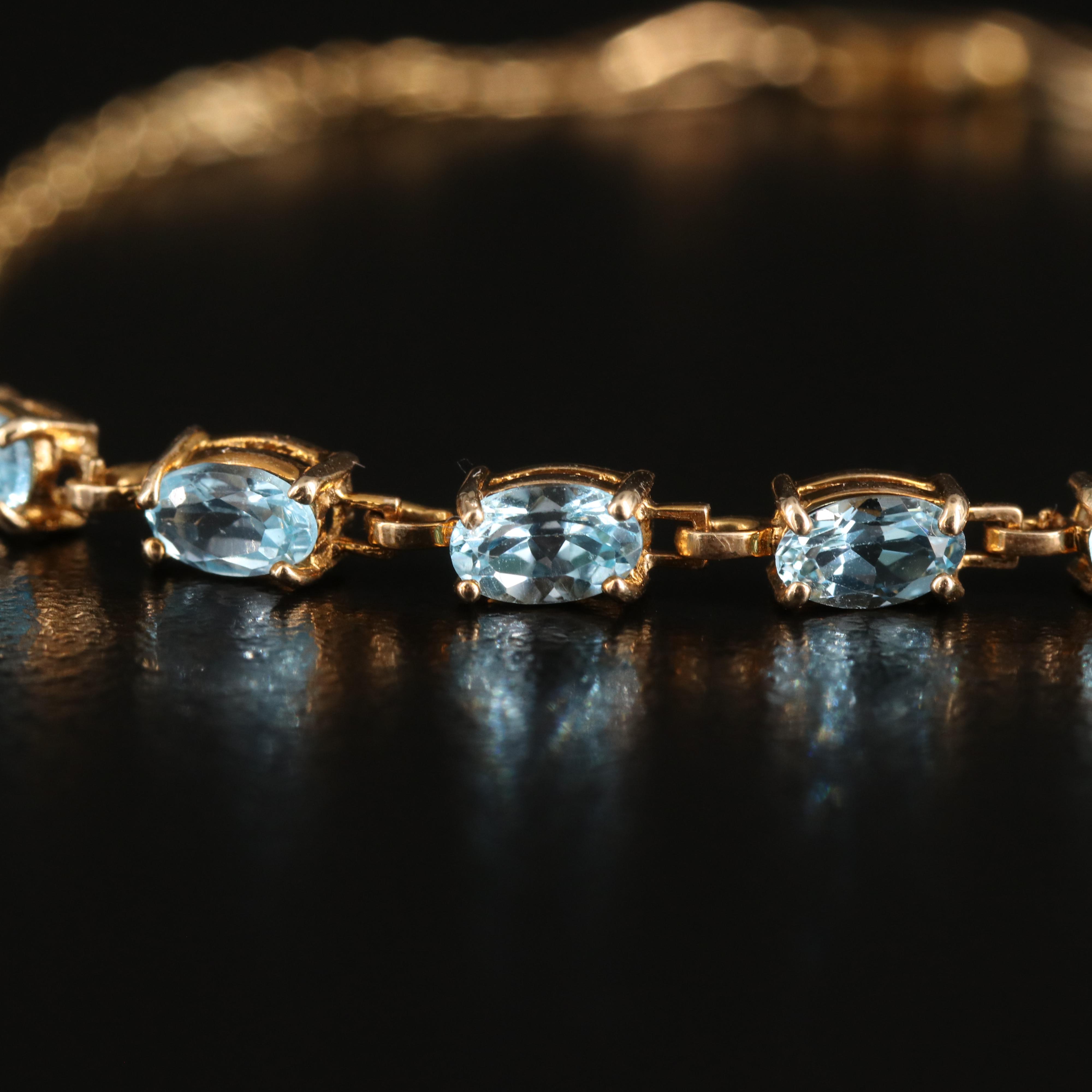 10K Swiss Blue Topaz Bracelet