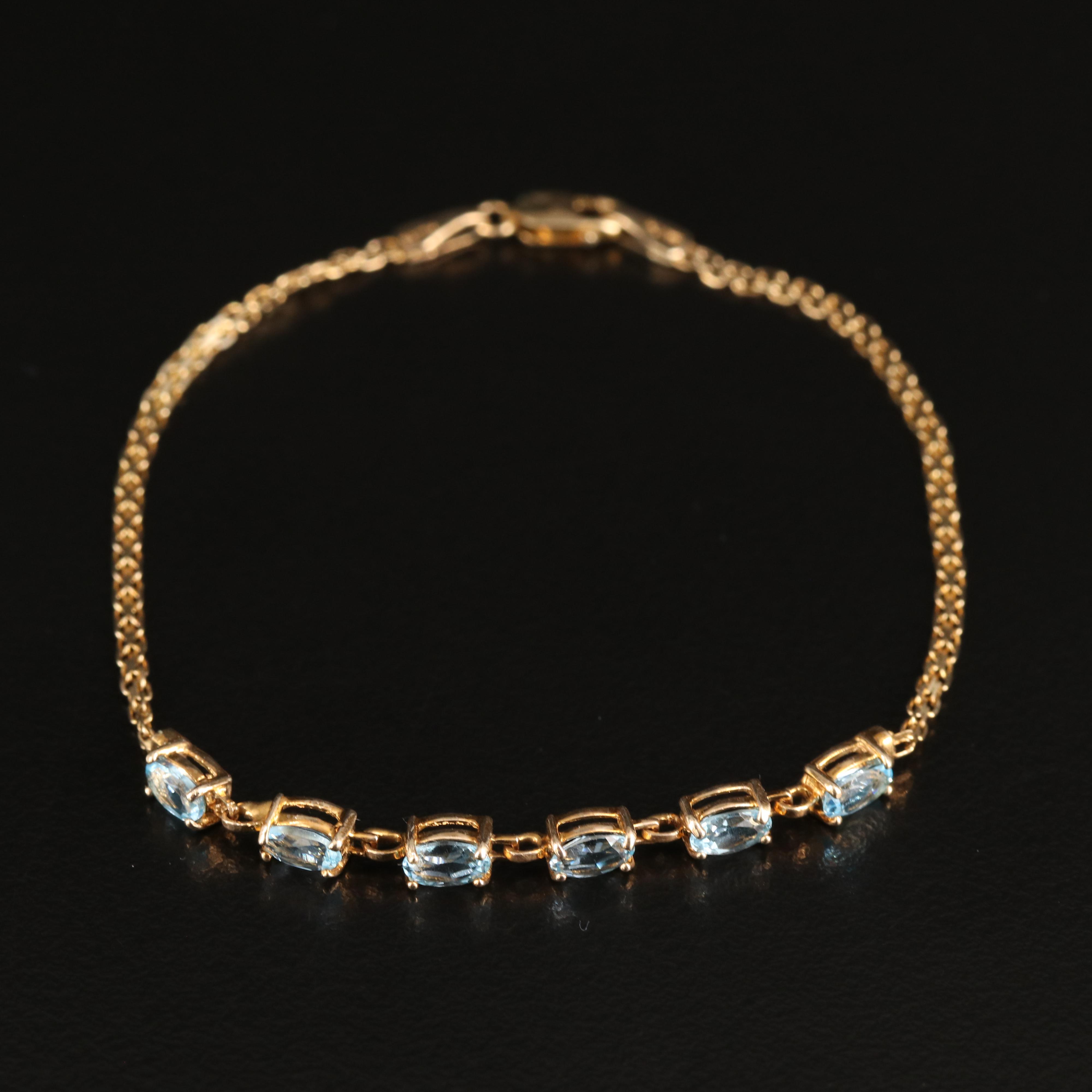 10K Swiss Blue Topaz Bracelet