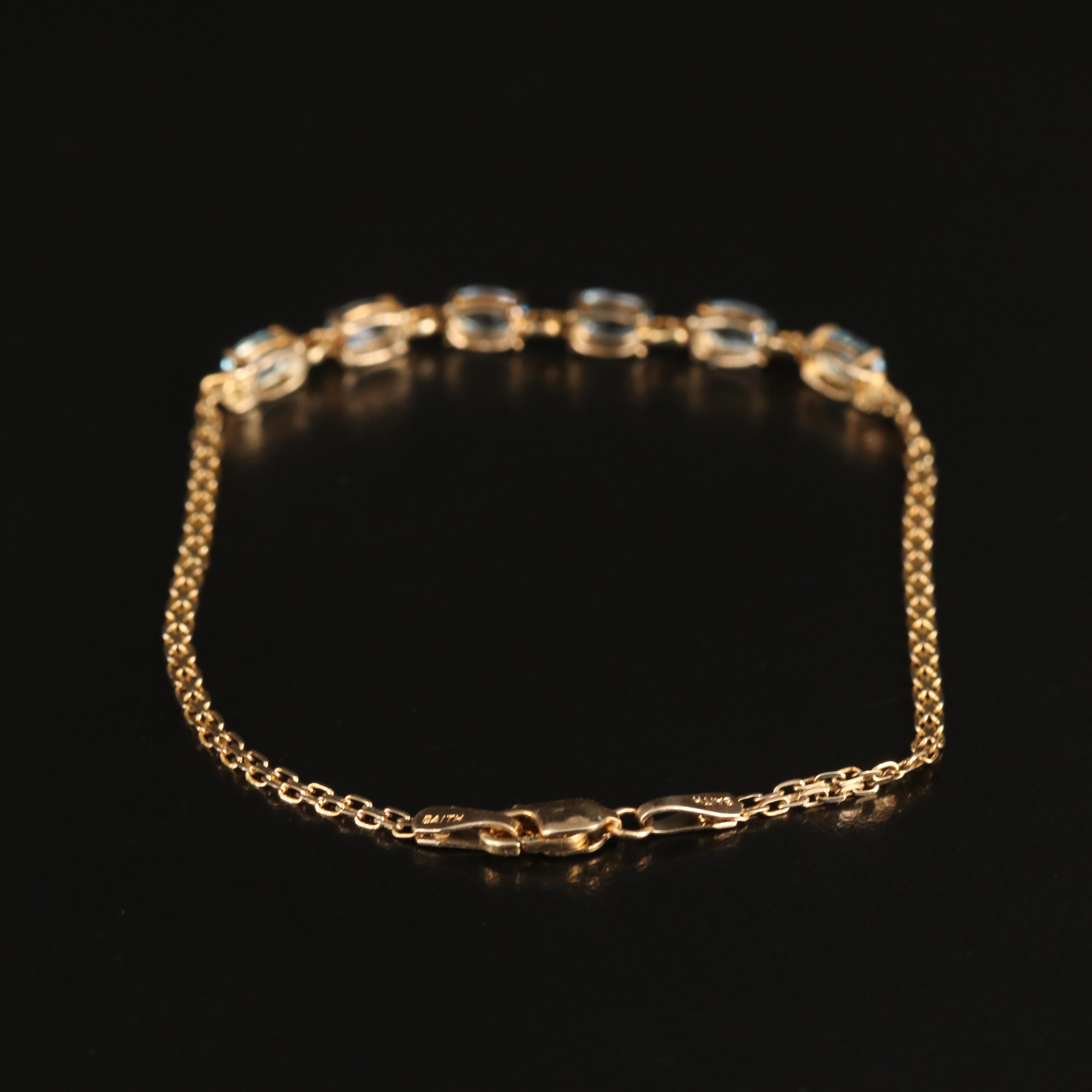 10K Swiss Blue Topaz Bracelet