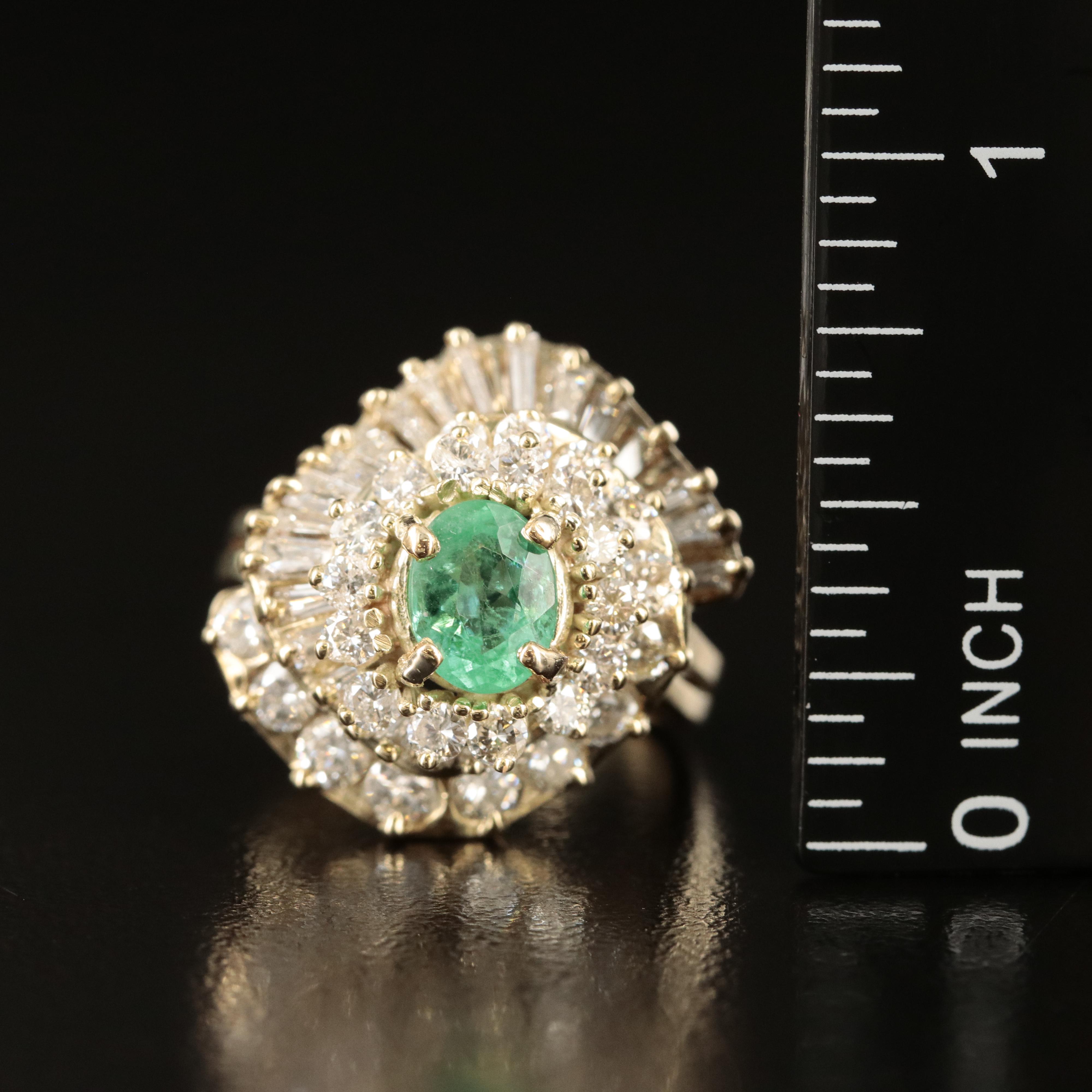 14K 1.01 CT Emerald and 1.88 CTW Diamond Ring