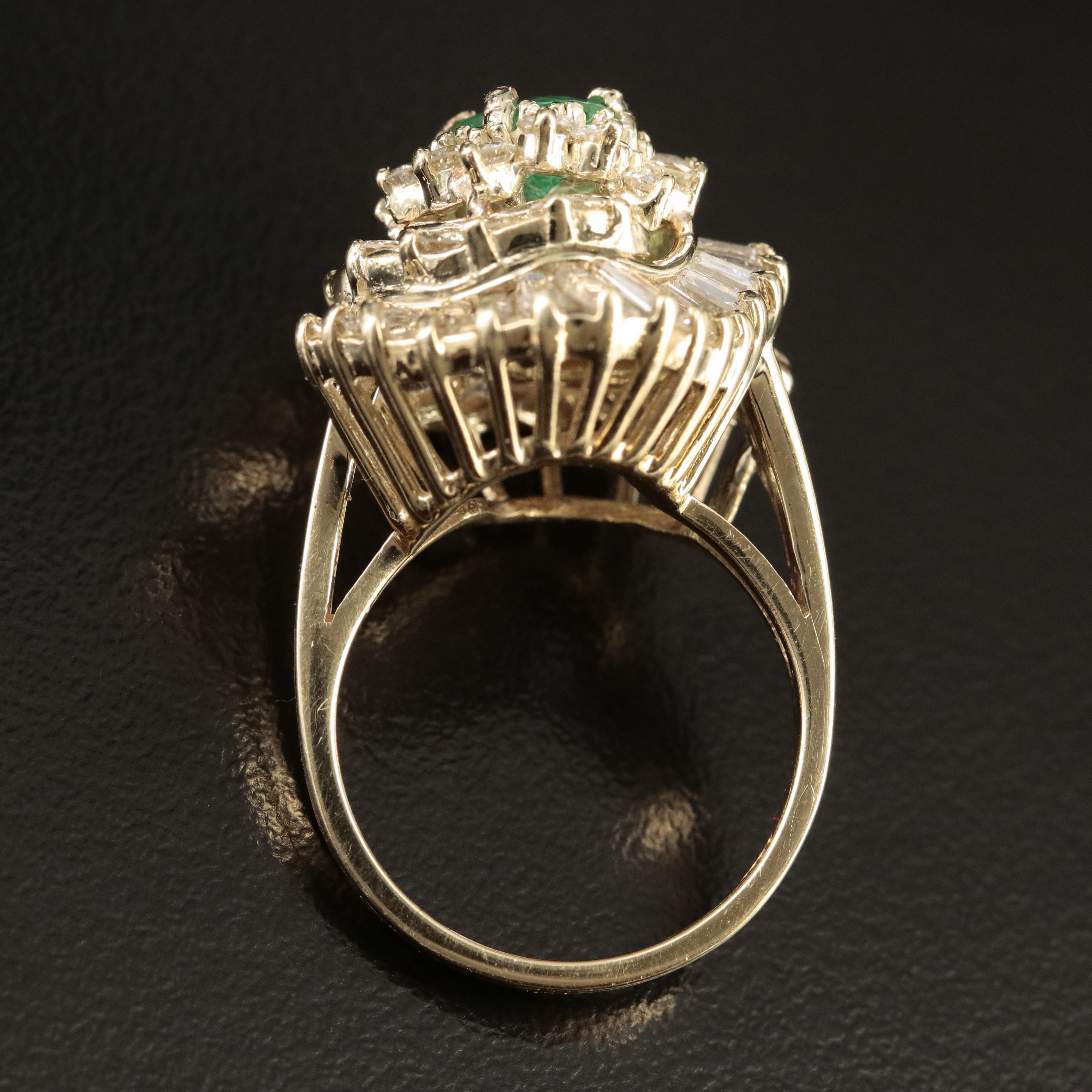 14K 1.01 CT Emerald and 1.88 CTW Diamond Ring