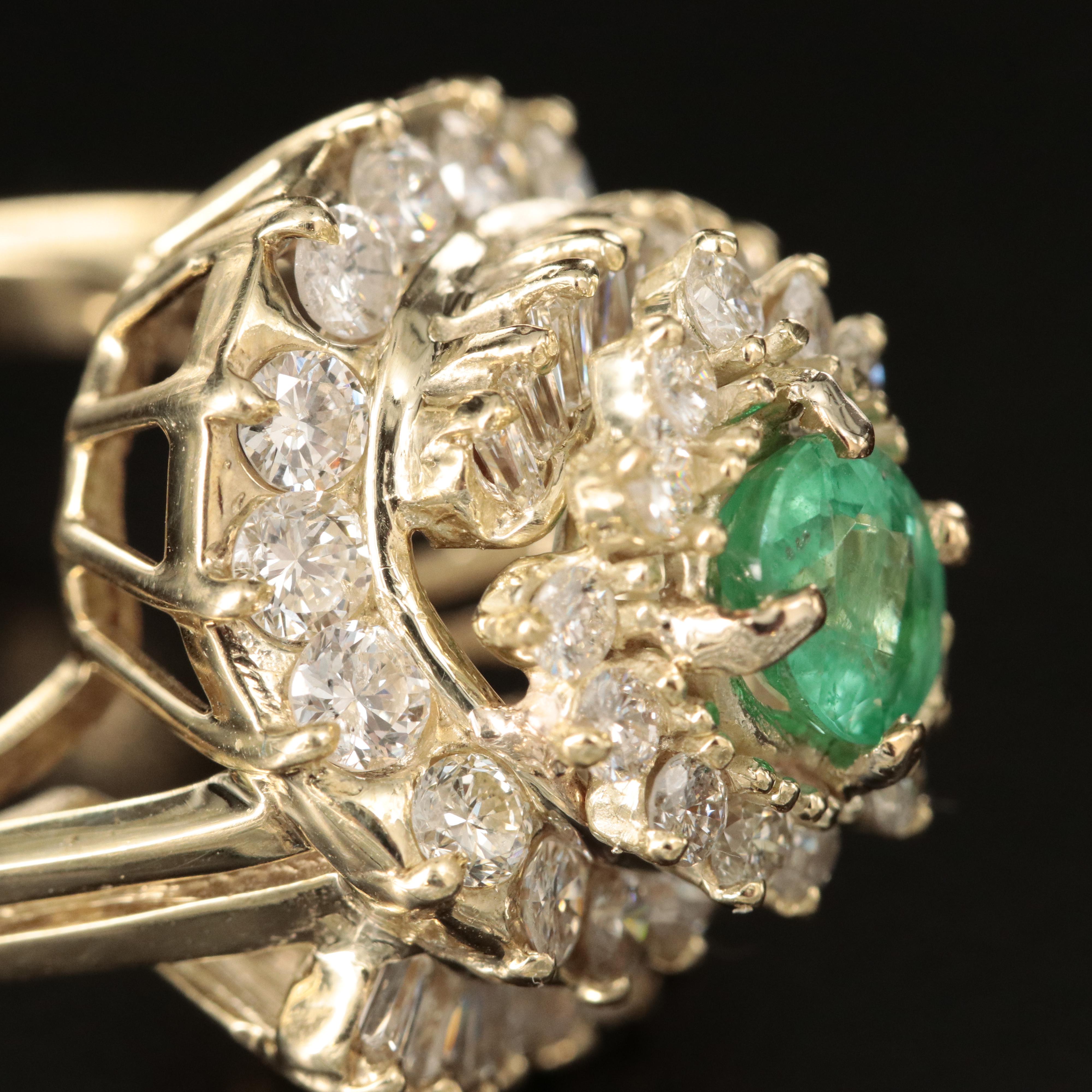 14K 1.01 CT Emerald and 1.88 CTW Diamond Ring