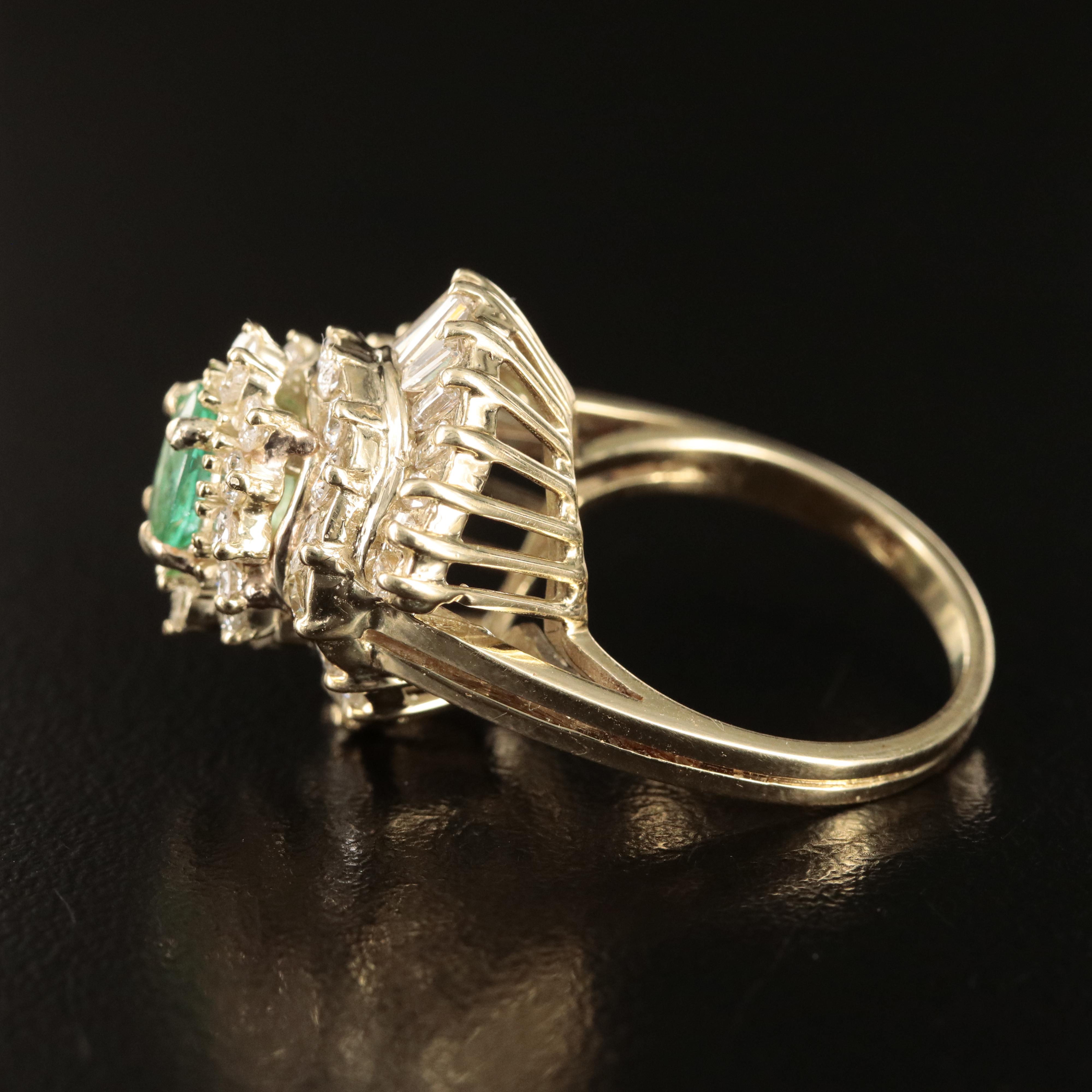 14K 1.01 CT Emerald and 1.88 CTW Diamond Ring