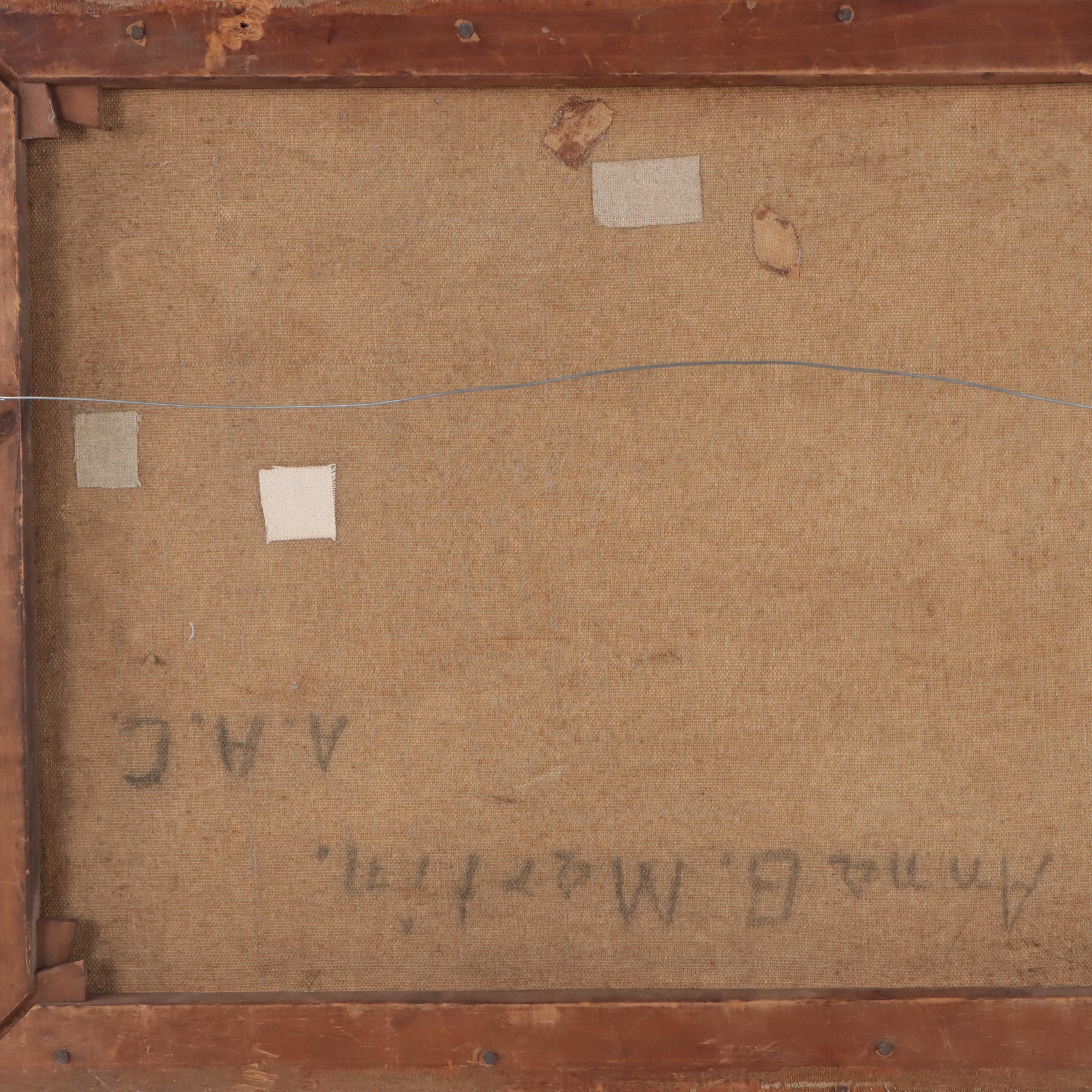 Anna B. Martin Still Life Oil Painting of Vessels and Violin, Late 19th Century