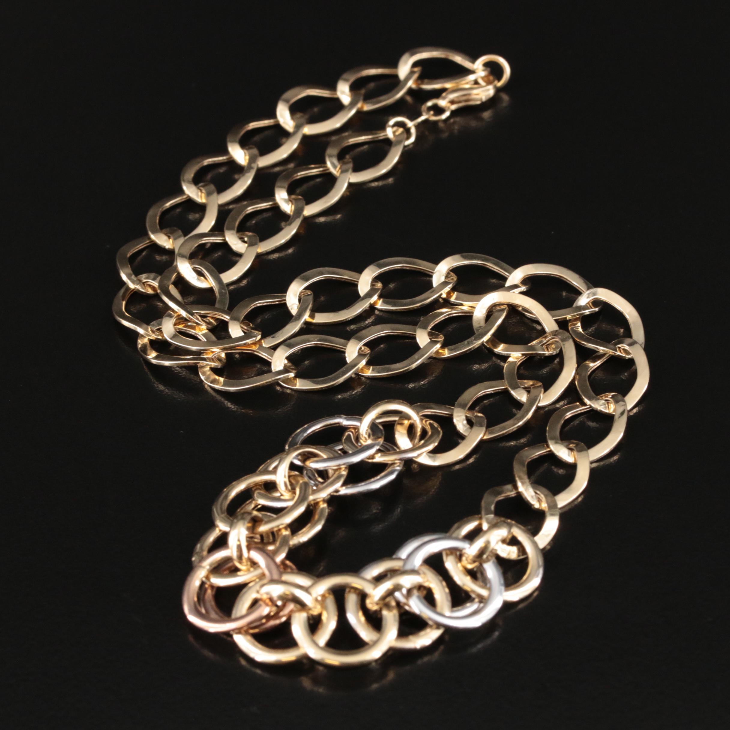 Italian 14K Tri-Tone Graduated Chain Necklace