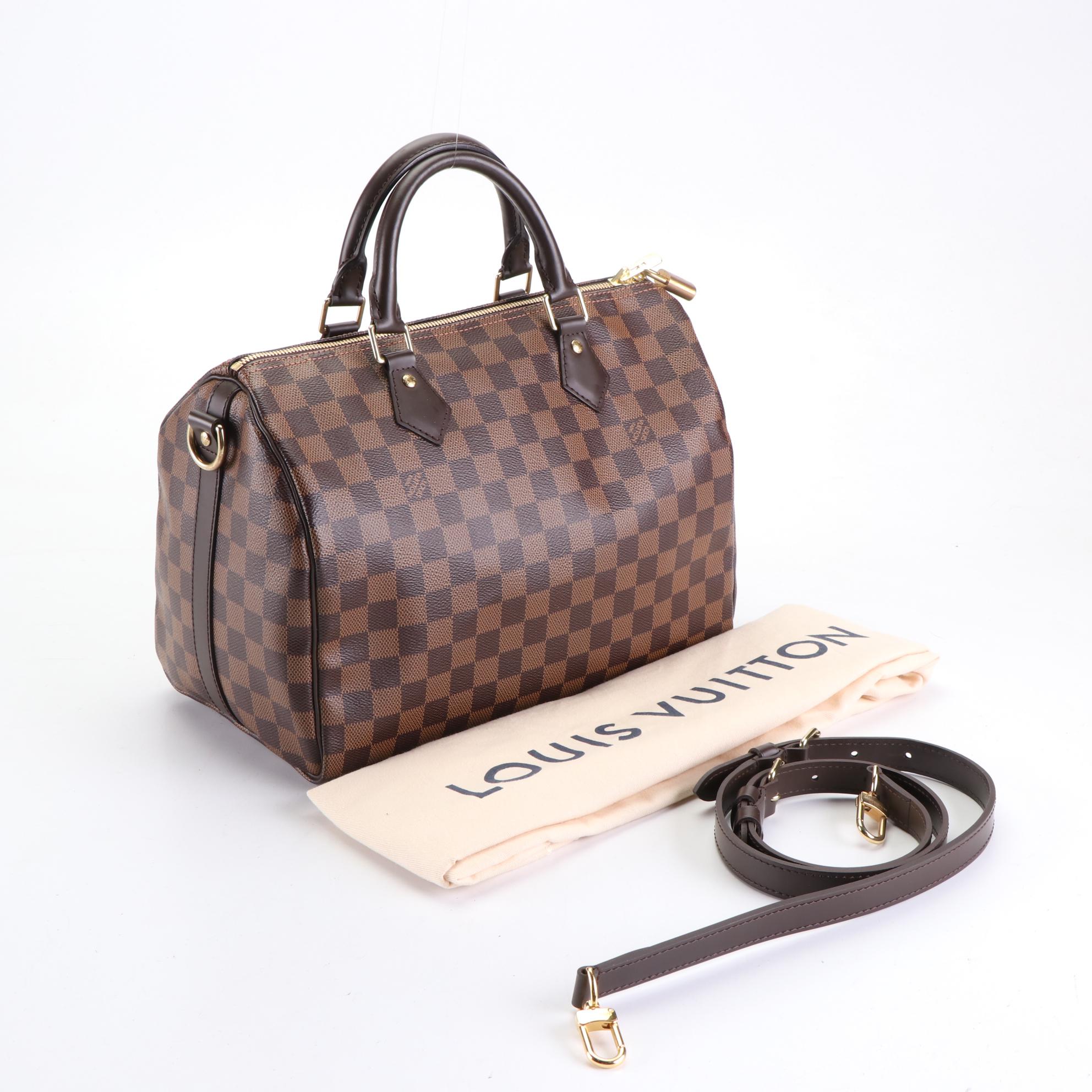 Louis Vuitton Speedy Bandoulière 30 in Damier Ebene Canvas and Leather with Box