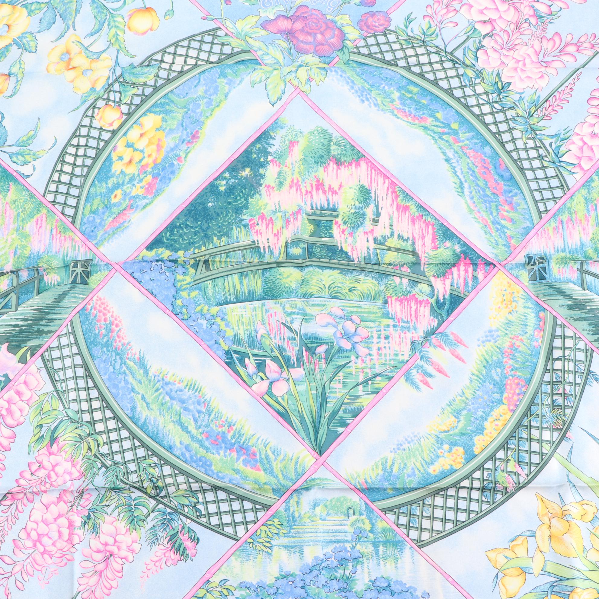 Hermès "Giverny" Scarf 90 in Silk Twill