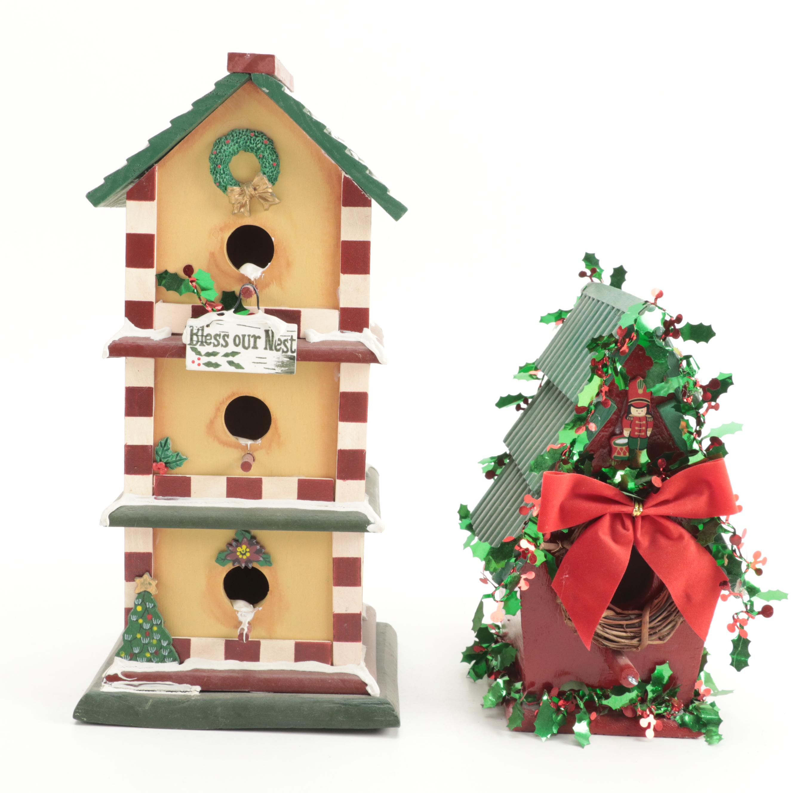 Holiday Hand-Painted Decorative Birdhouses