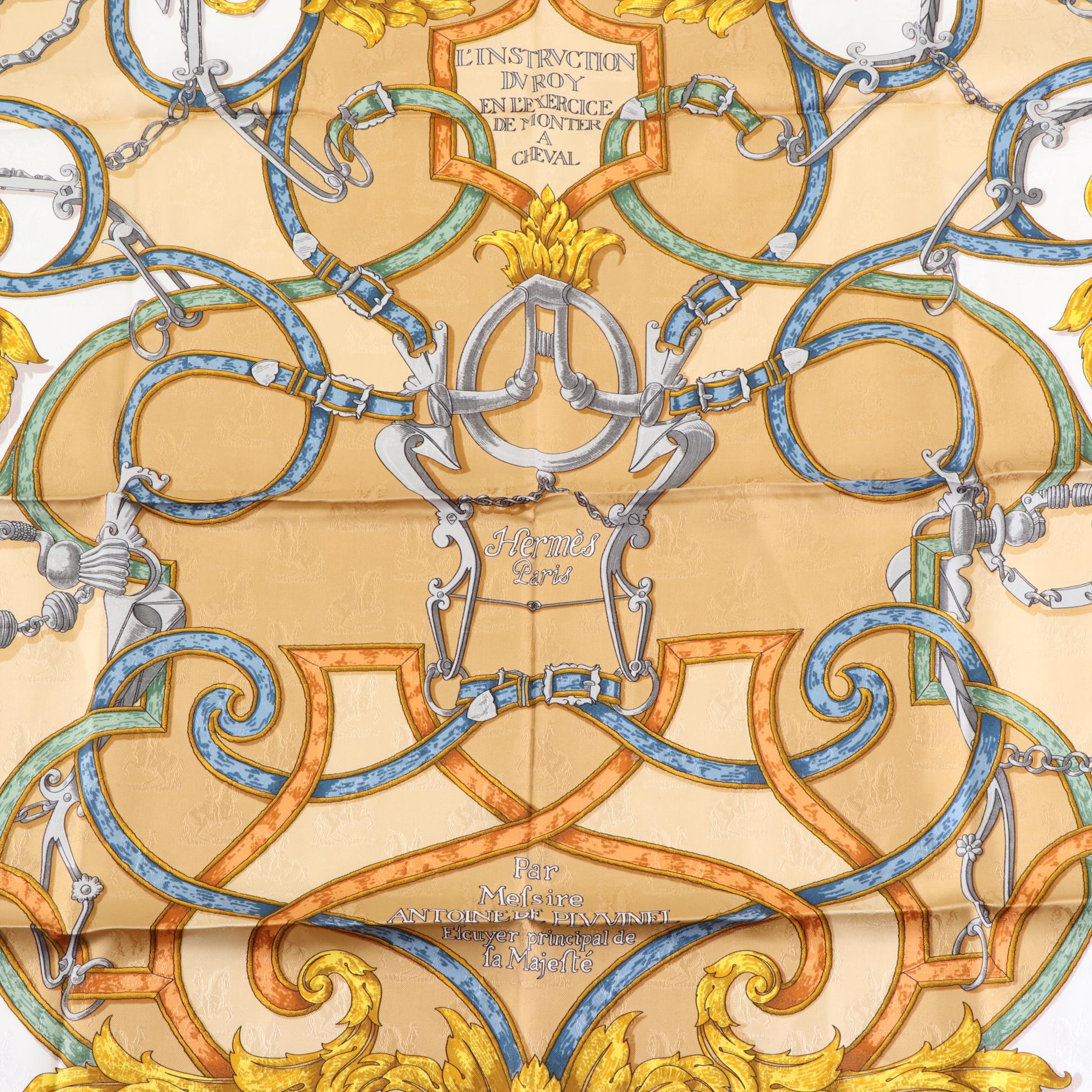 Hermès "L' Instruction du Roy" Scarf 90 in Silk Jacquard