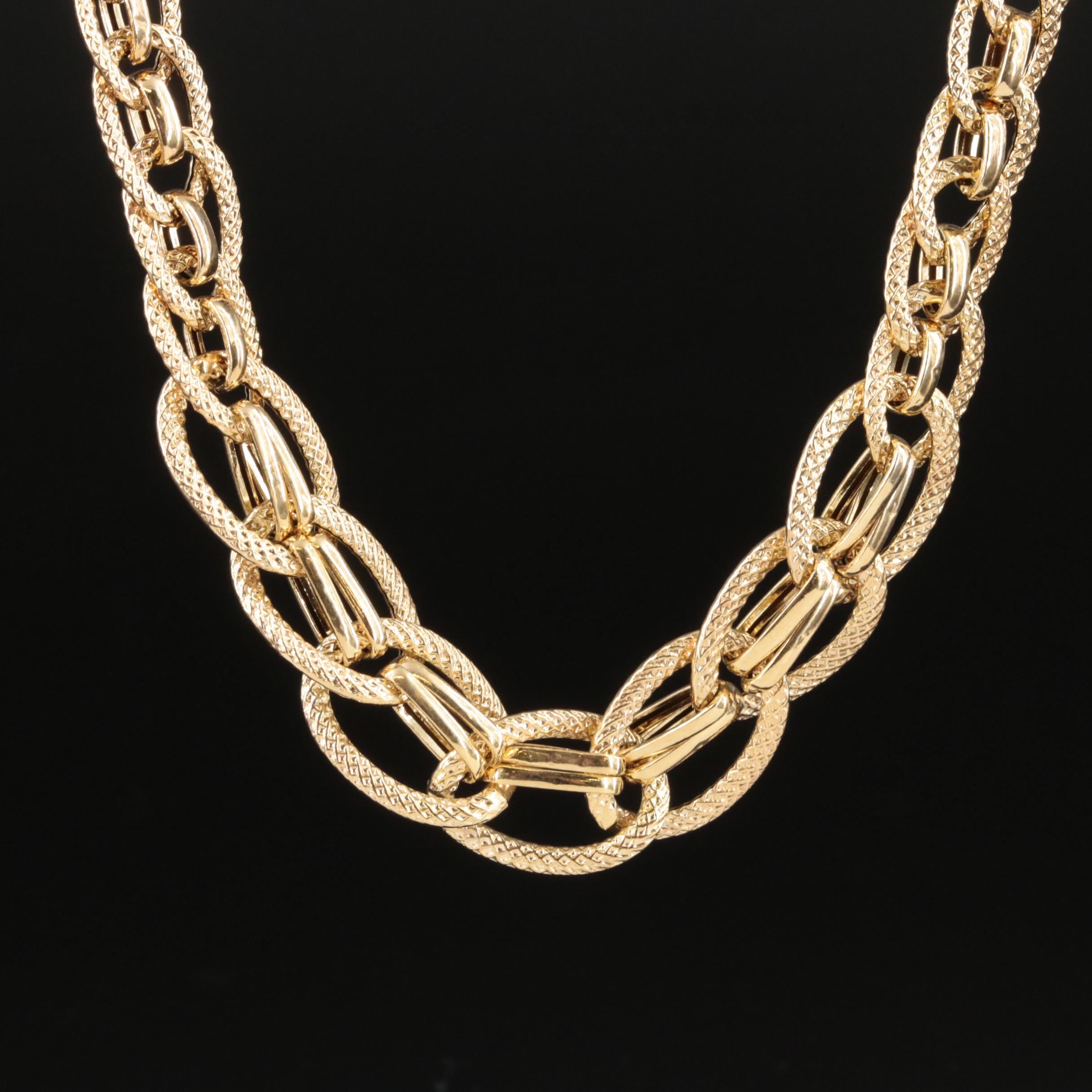 Italian 10K Graduated Fancy Link Necklace