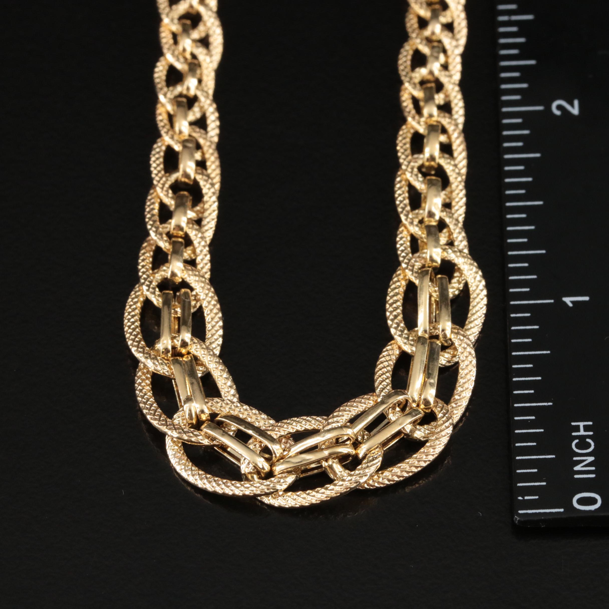 Italian 10K Graduated Fancy Link Necklace
