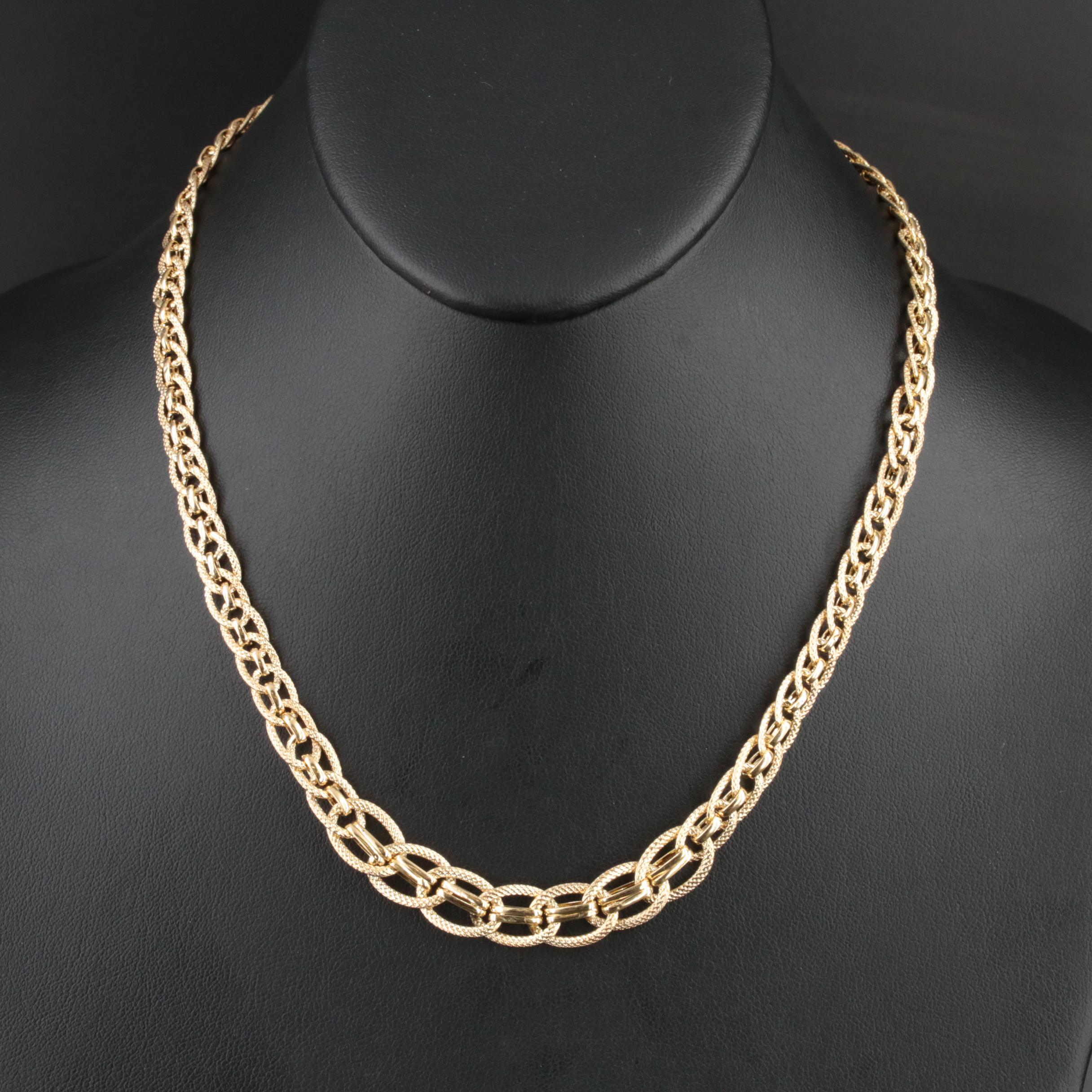 Italian 10K Graduated Fancy Link Necklace