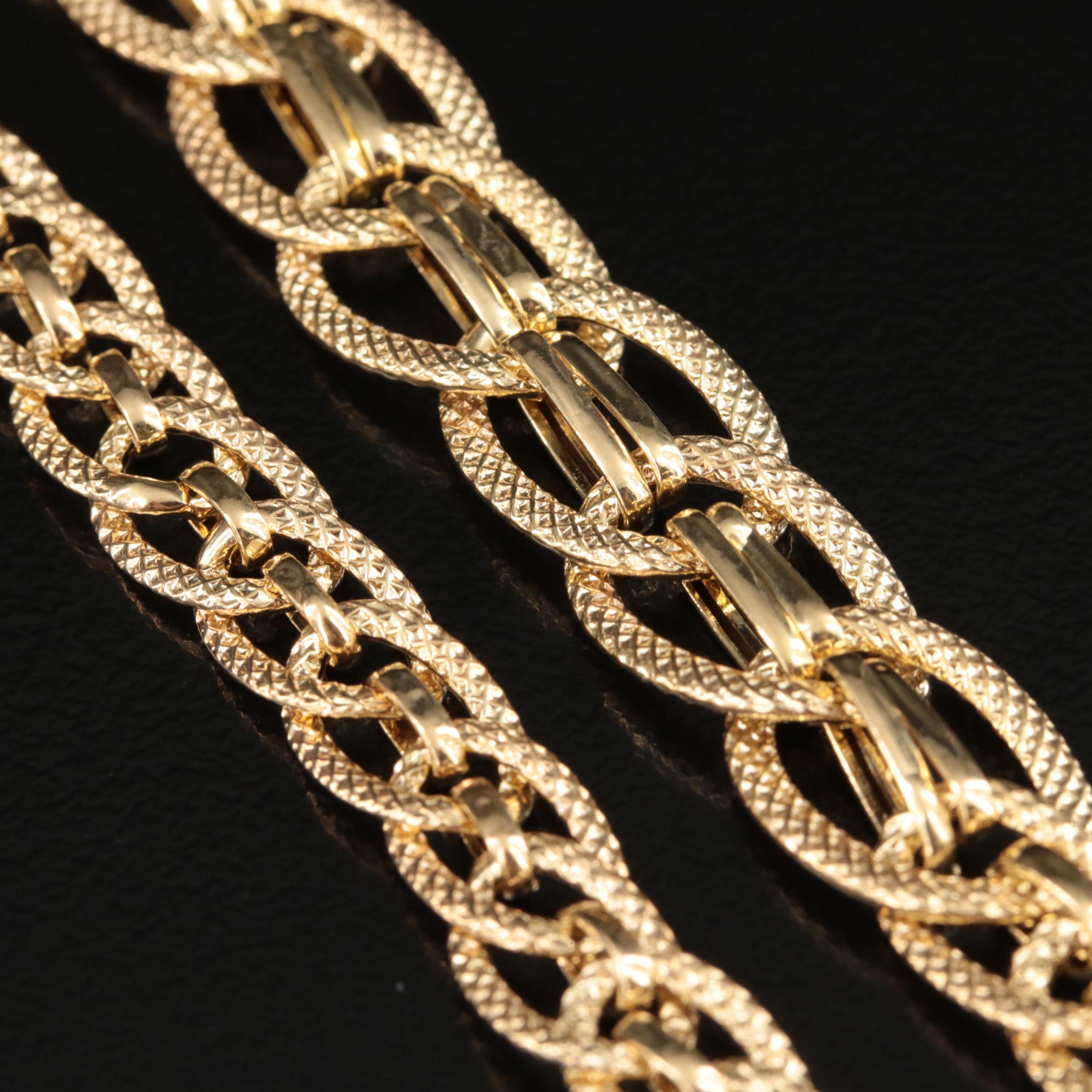 Italian 10K Graduated Fancy Link Necklace