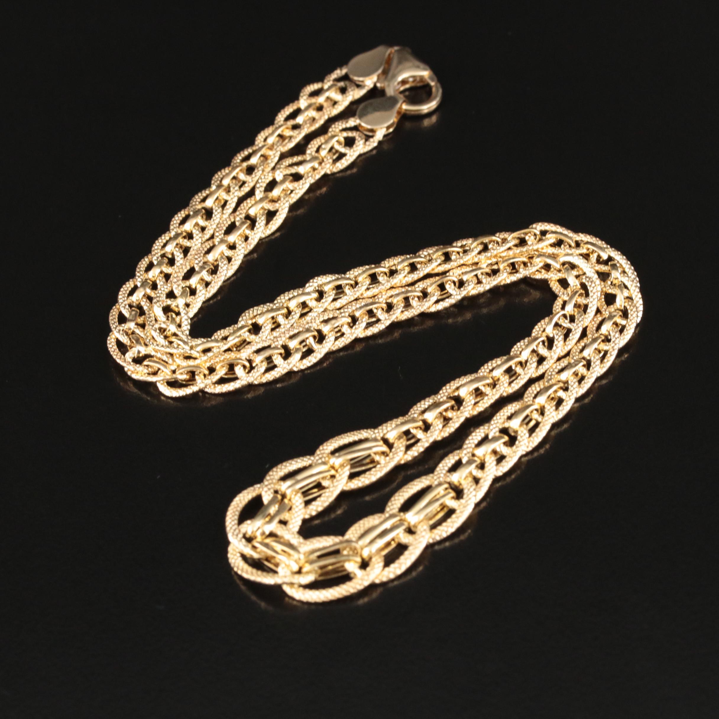 Italian 10K Graduated Fancy Link Necklace