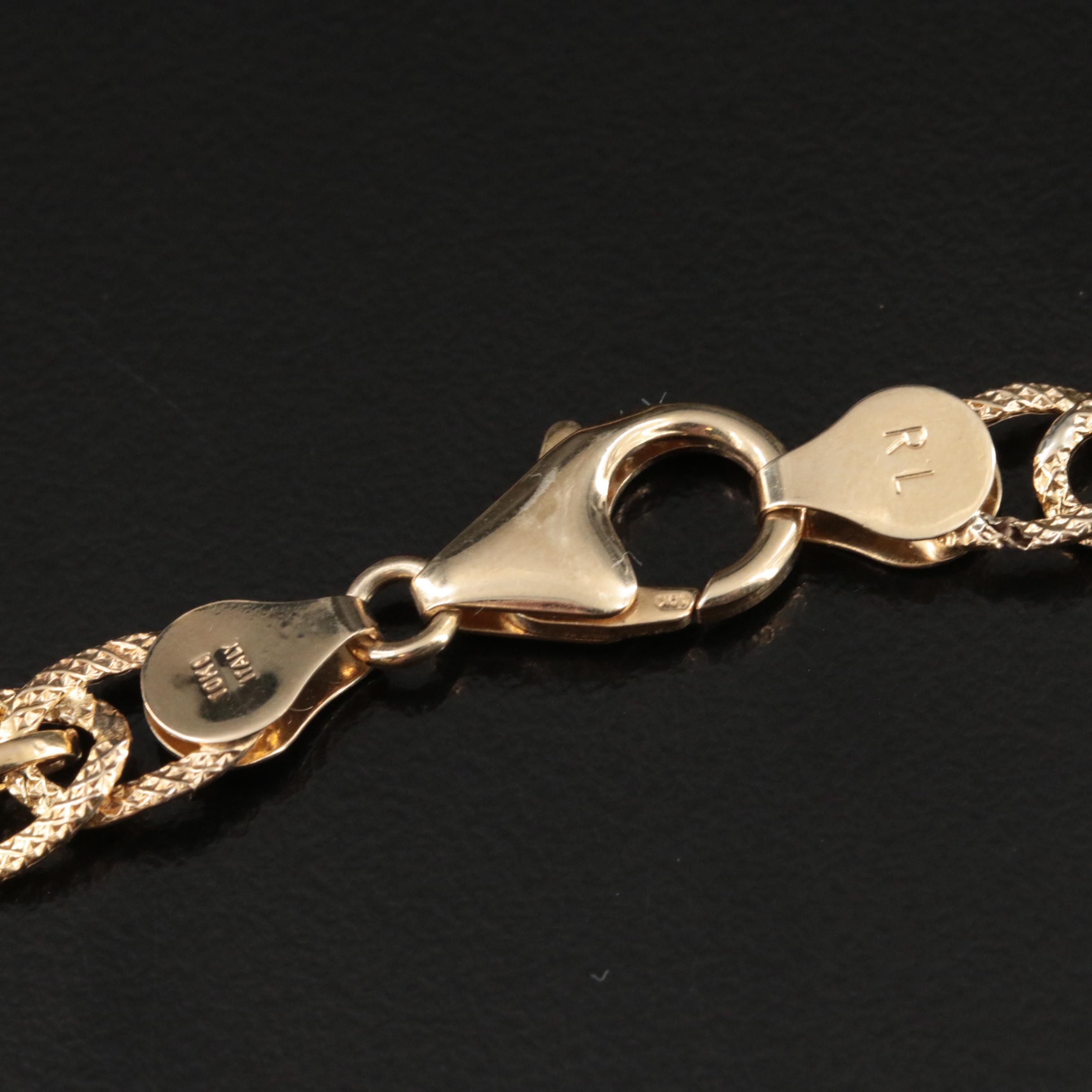 Italian 10K Graduated Fancy Link Necklace