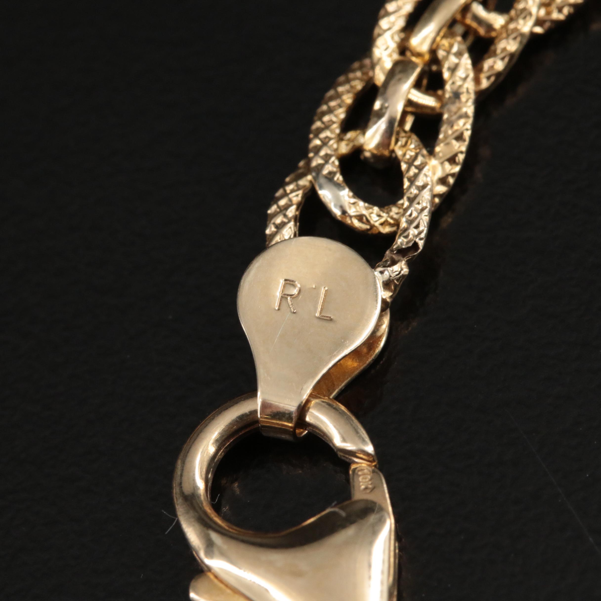 Italian 10K Graduated Fancy Link Necklace