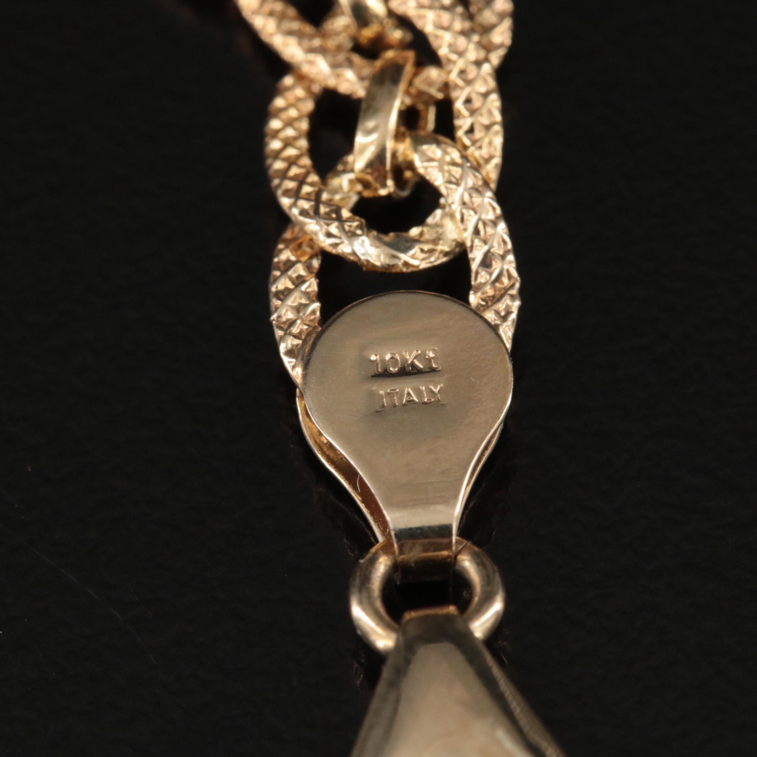 Italian 10K Graduated Fancy Link Necklace