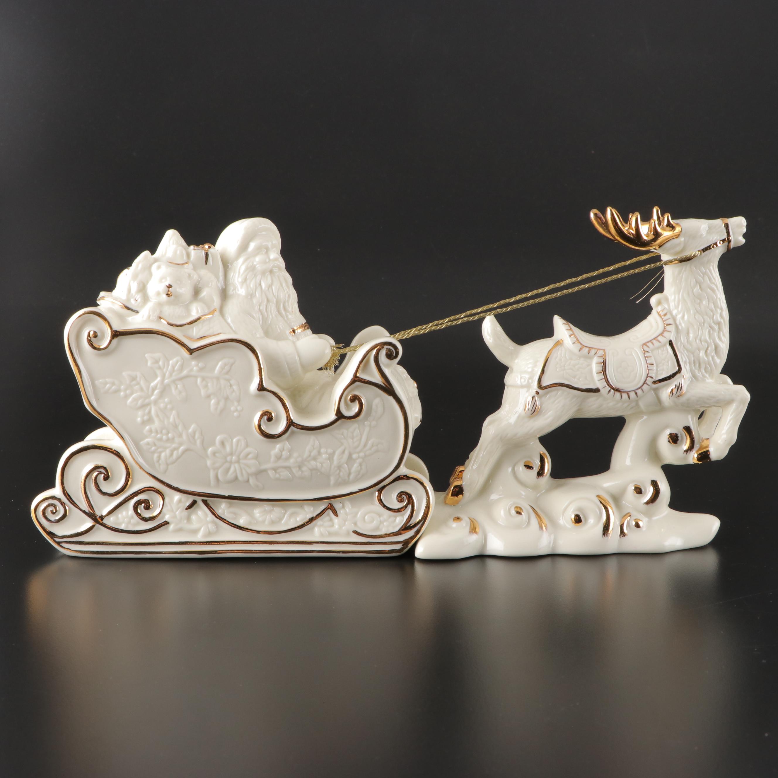 Mikasa Porcelain Santa Claus Centerpiece, Grace's Teaware Tray and Candlesticks