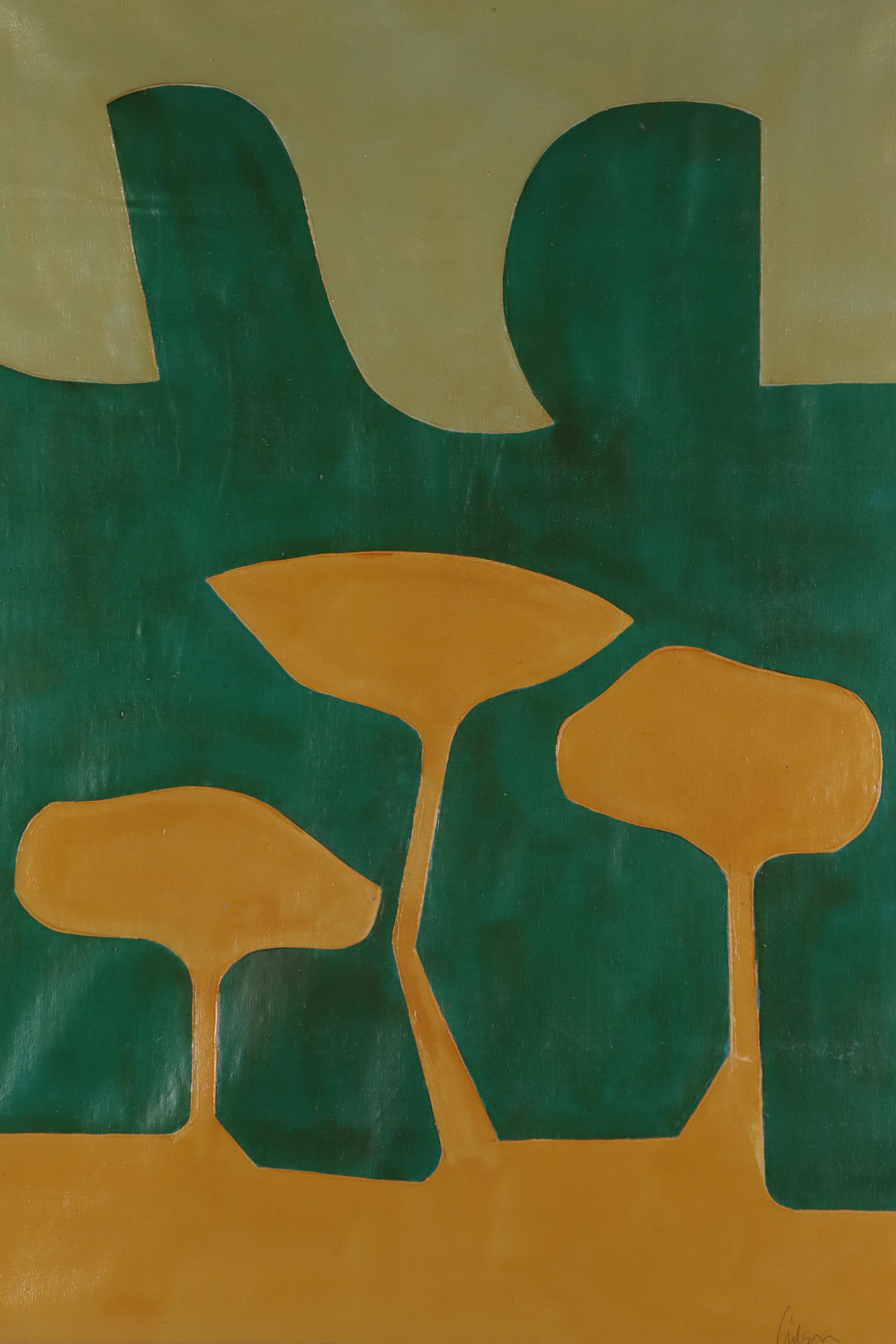 Harry Hilson Abstract Biomorphic Acrylic Painting, Circa 1970