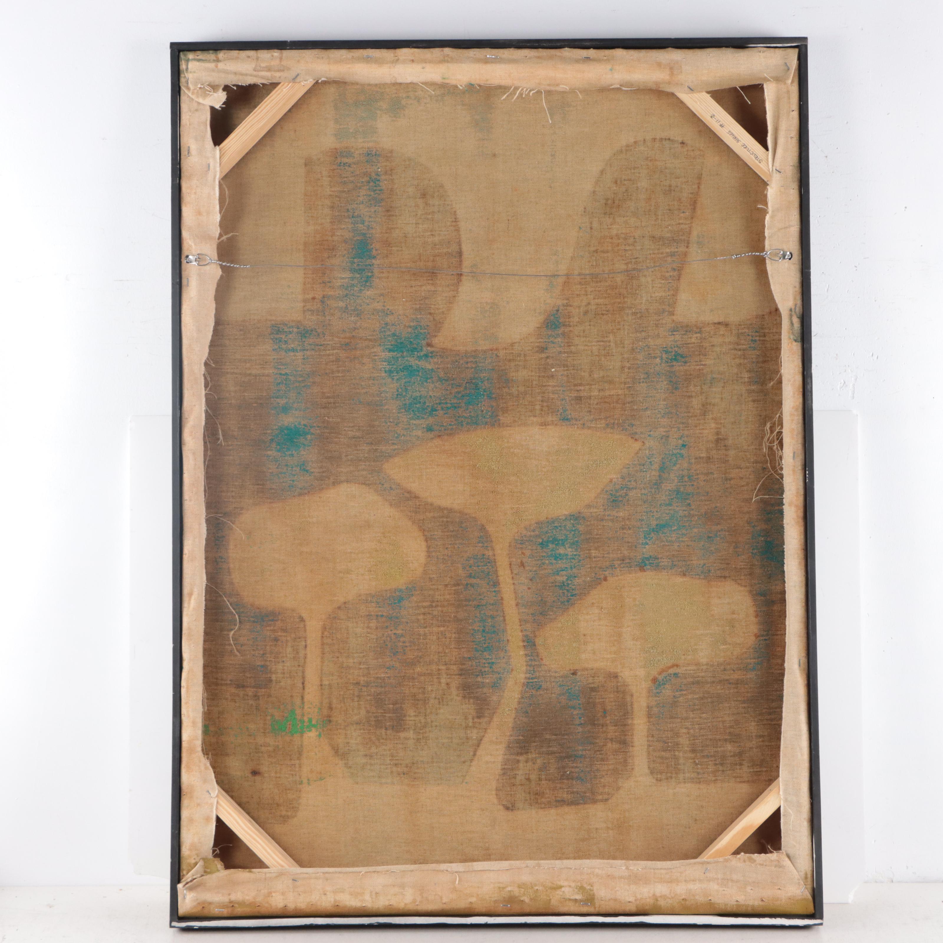 Harry Hilson Abstract Biomorphic Acrylic Painting, Circa 1970