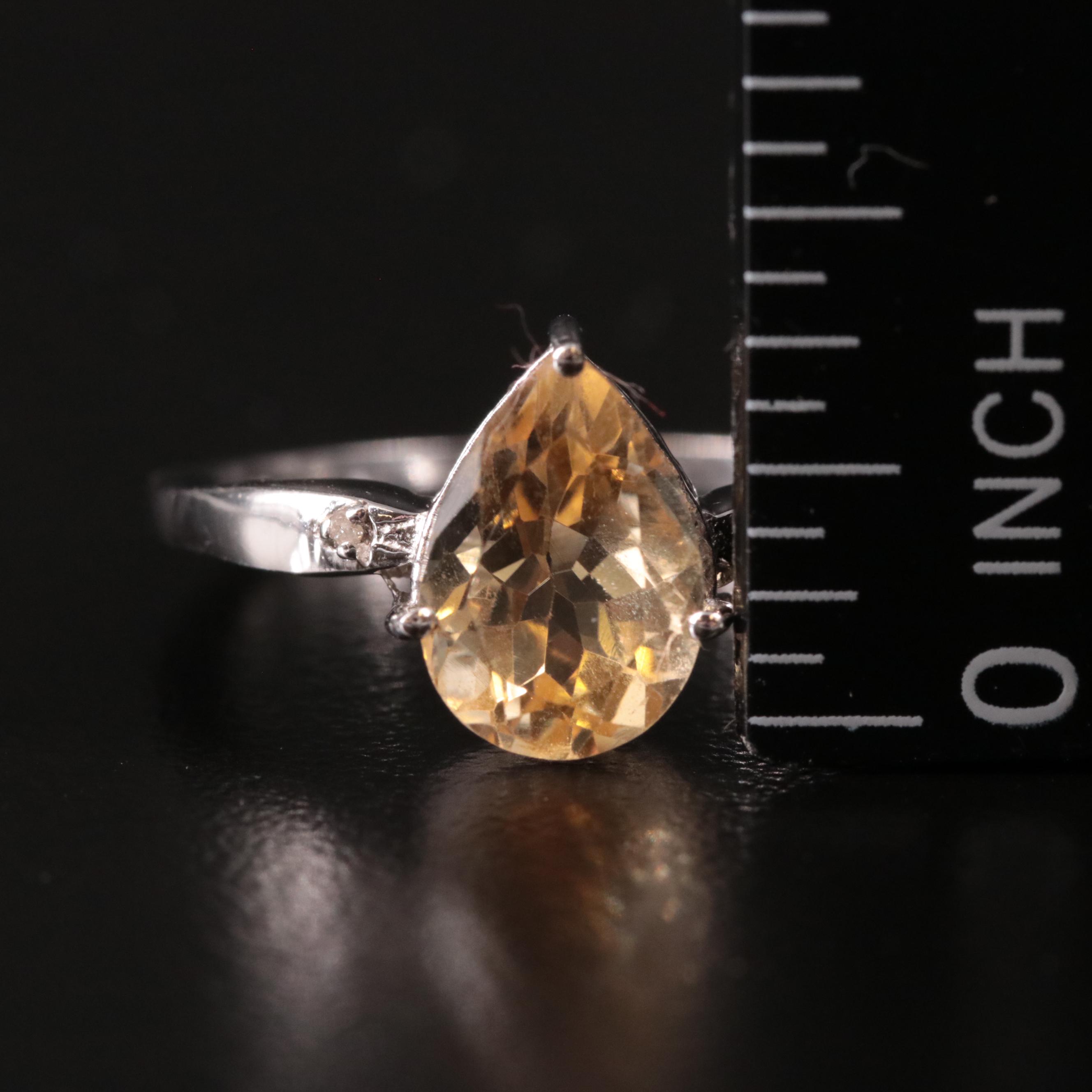 Sterling Citrine and Diamond Ring