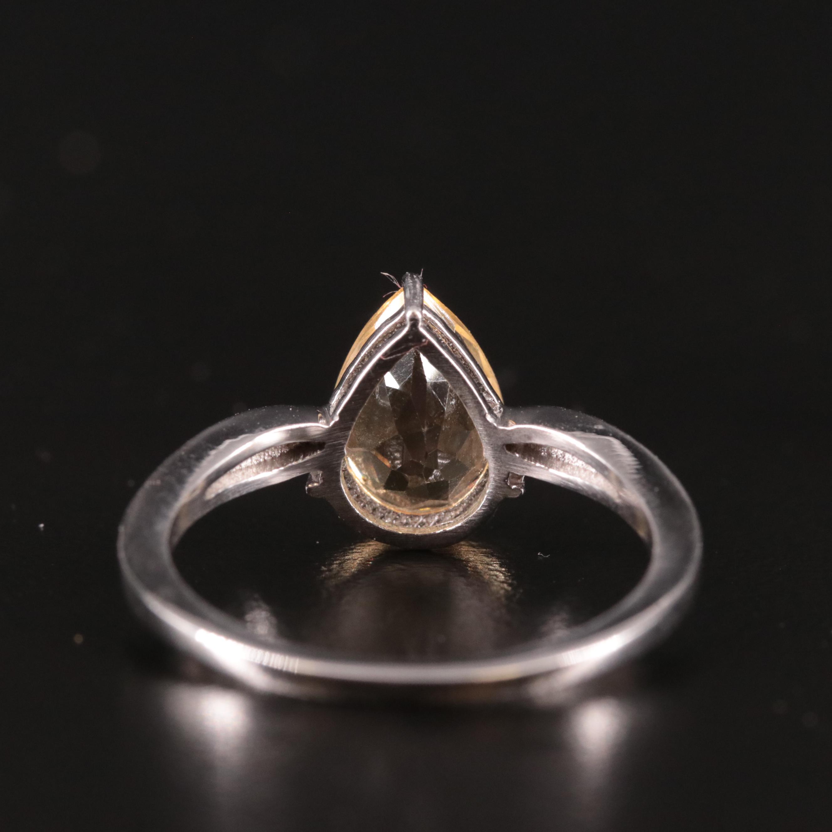 Sterling Citrine and Diamond Ring