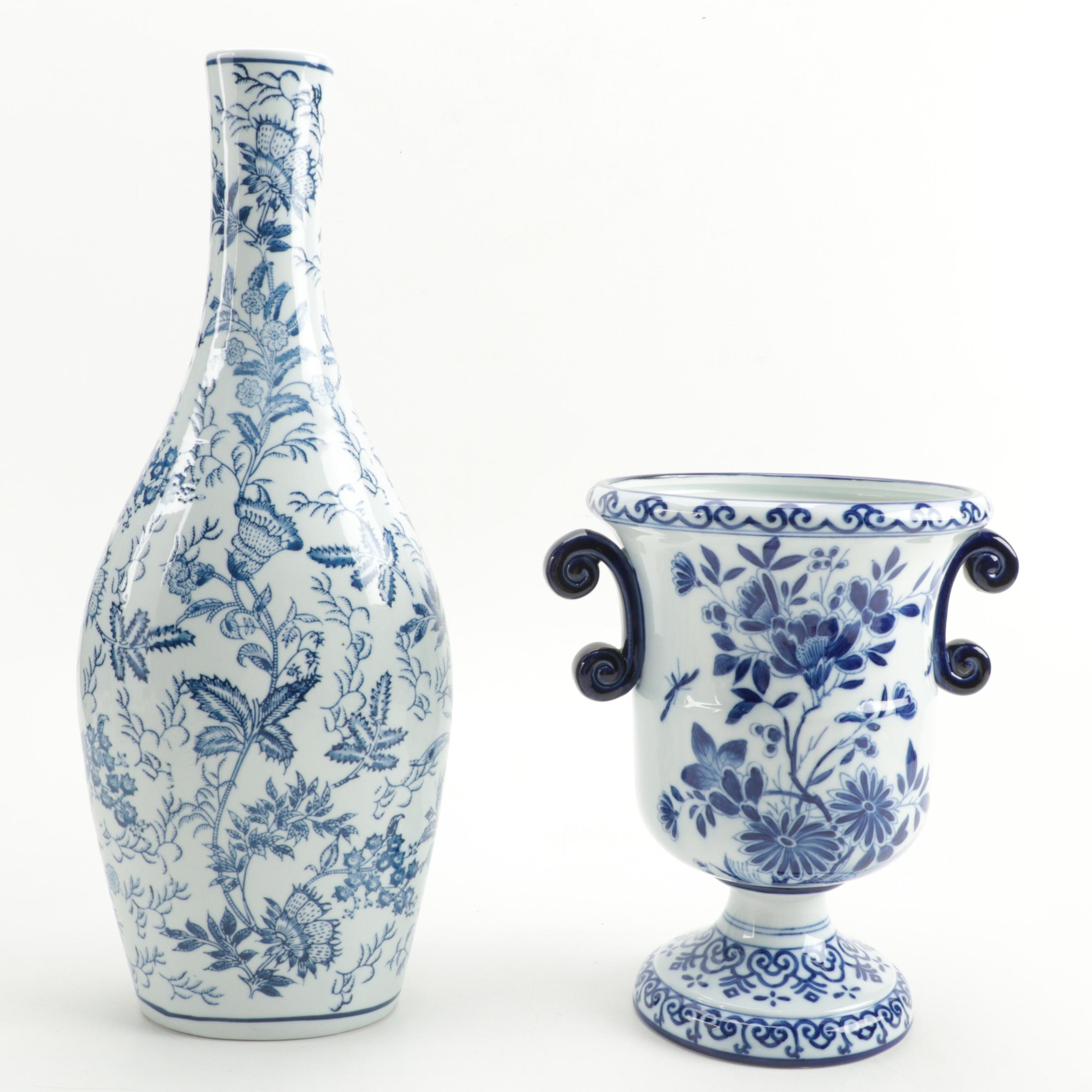 Chelsea House Ceramic Urn with Other Vase and Portuguese Faïence Basket