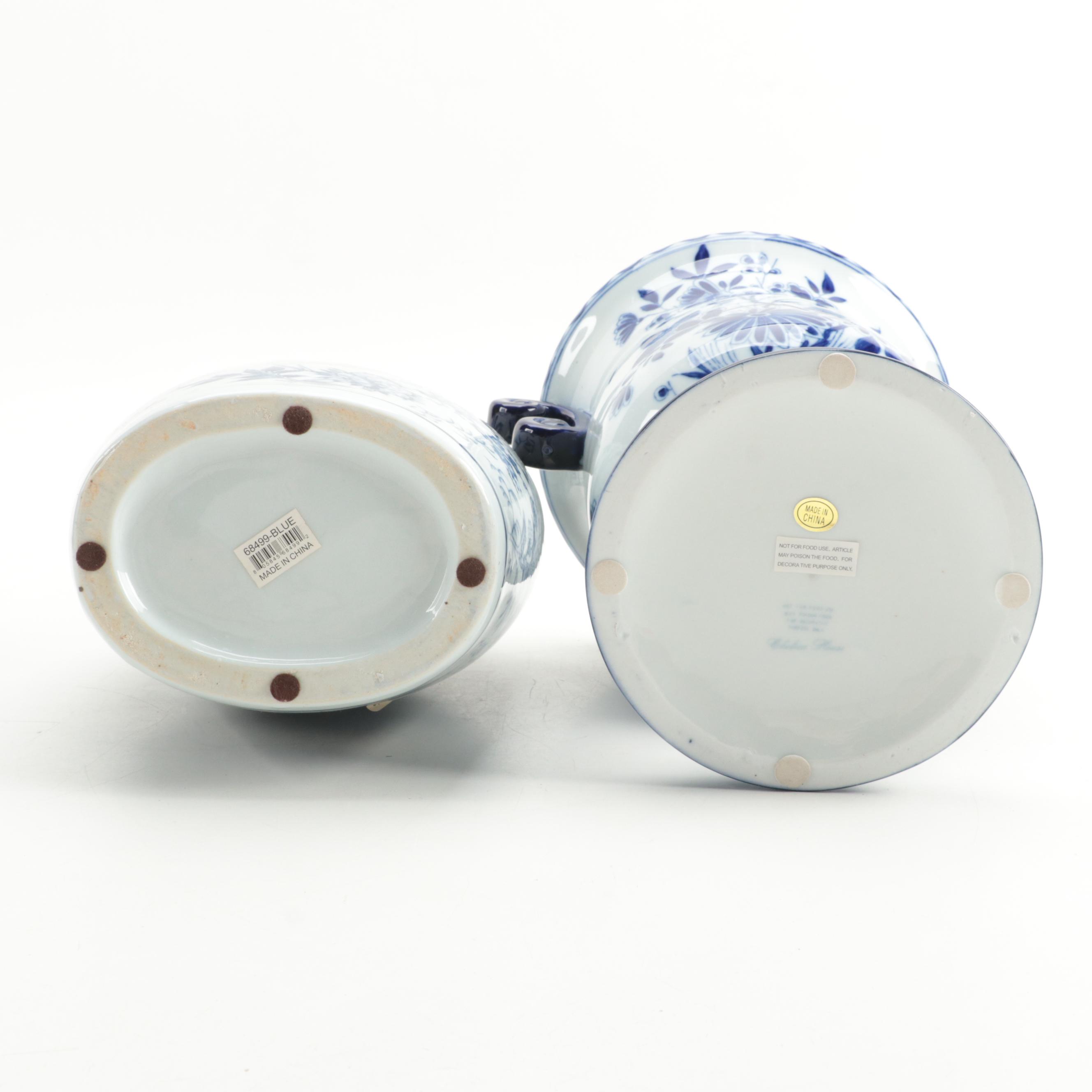 Chelsea House Ceramic Urn with Other Vase and Portuguese Faïence Basket