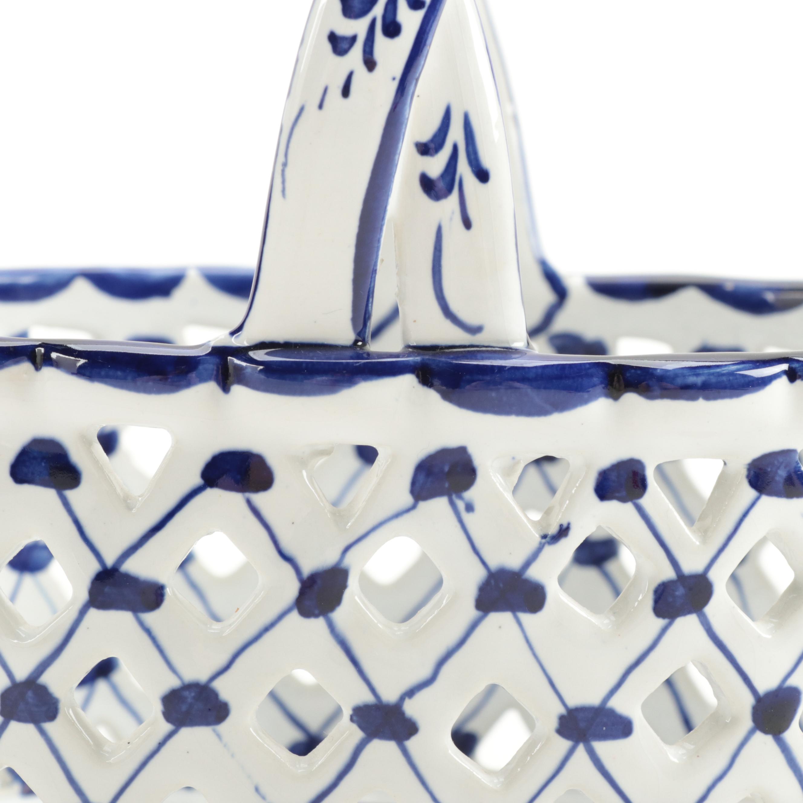 Chelsea House Ceramic Urn with Other Vase and Portuguese Faïence Basket