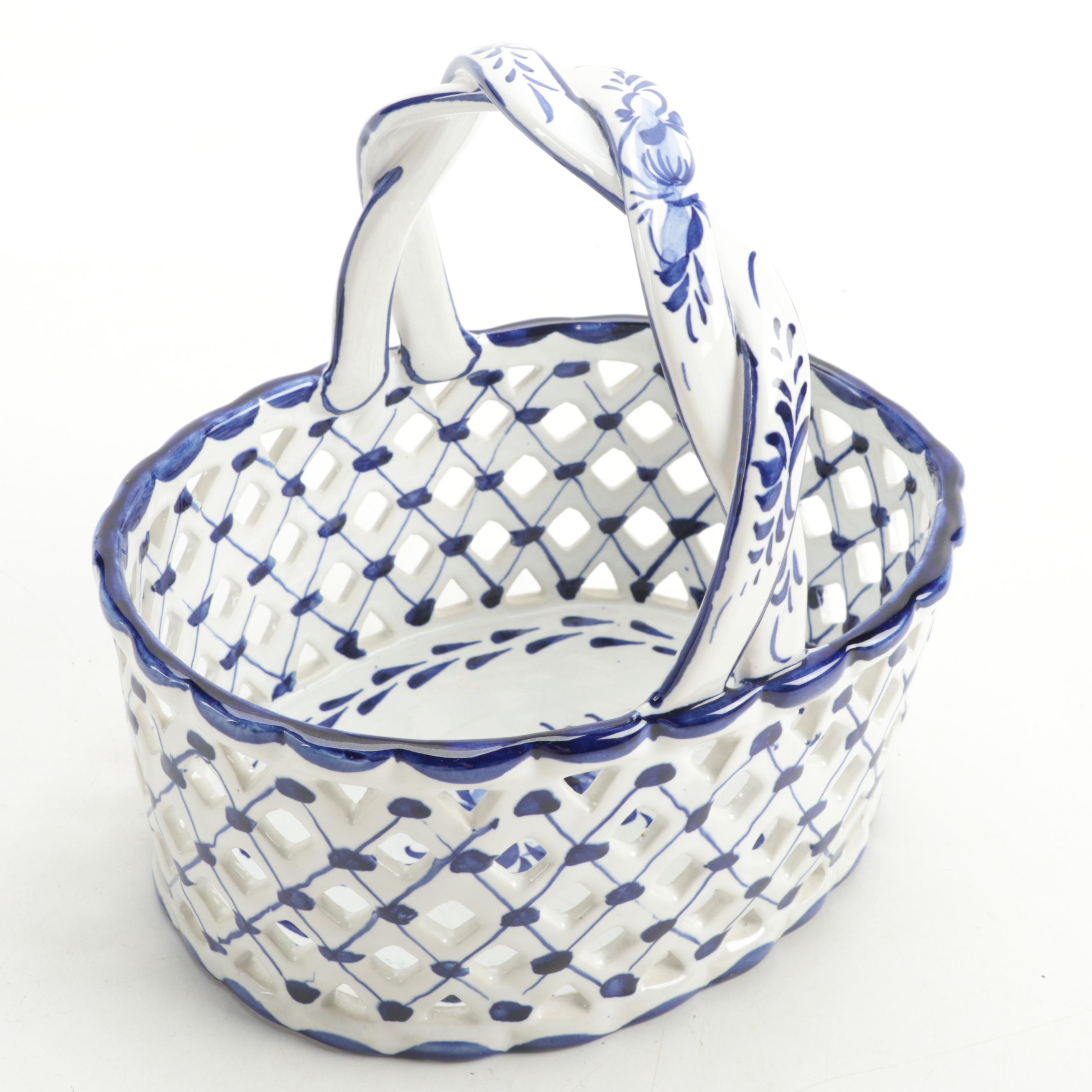 Chelsea House Ceramic Urn with Other Vase and Portuguese Faïence Basket