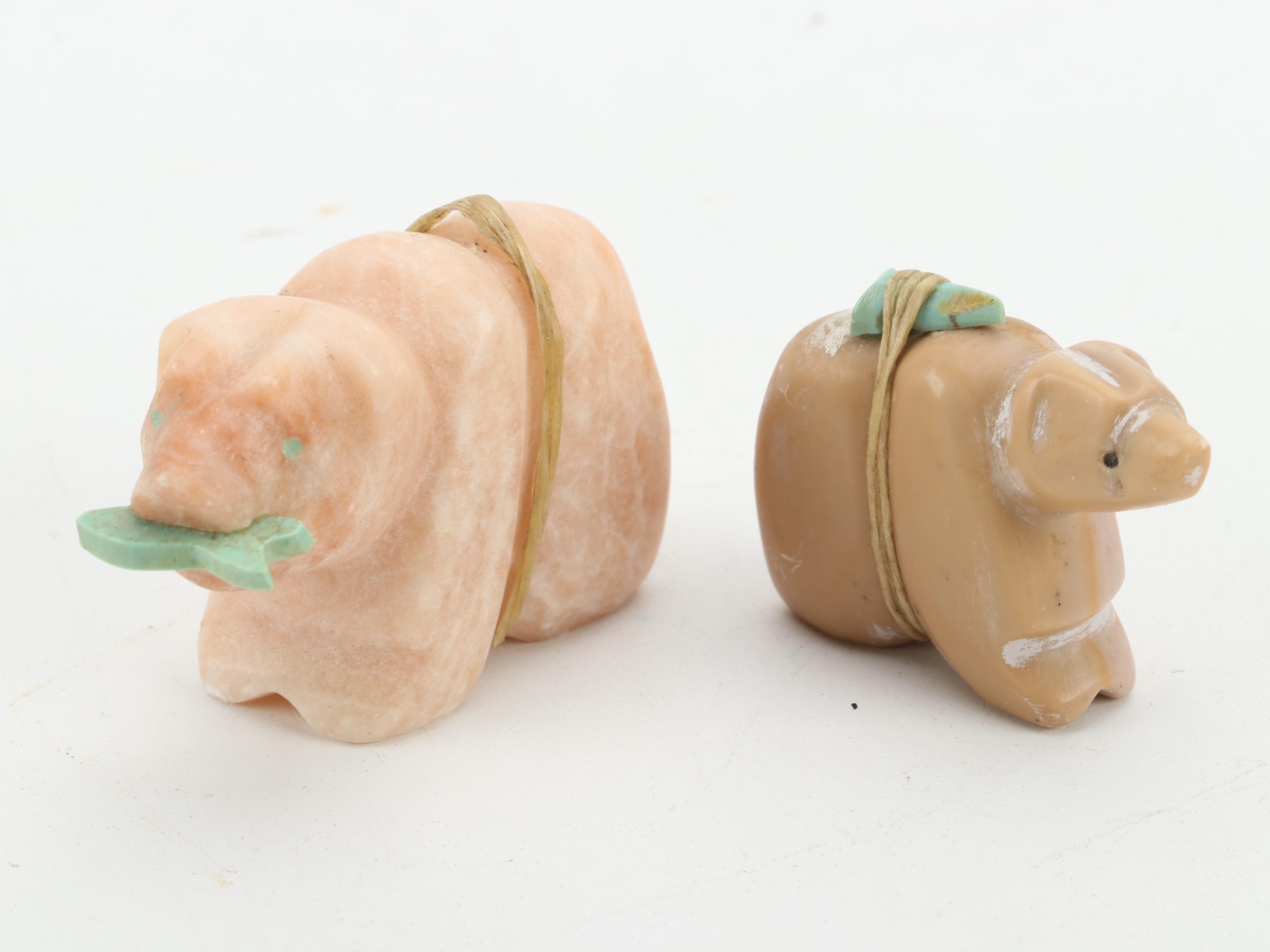 Zuni and Others Hand-Carved Fetishes in Wood, Calcite, Soapstone