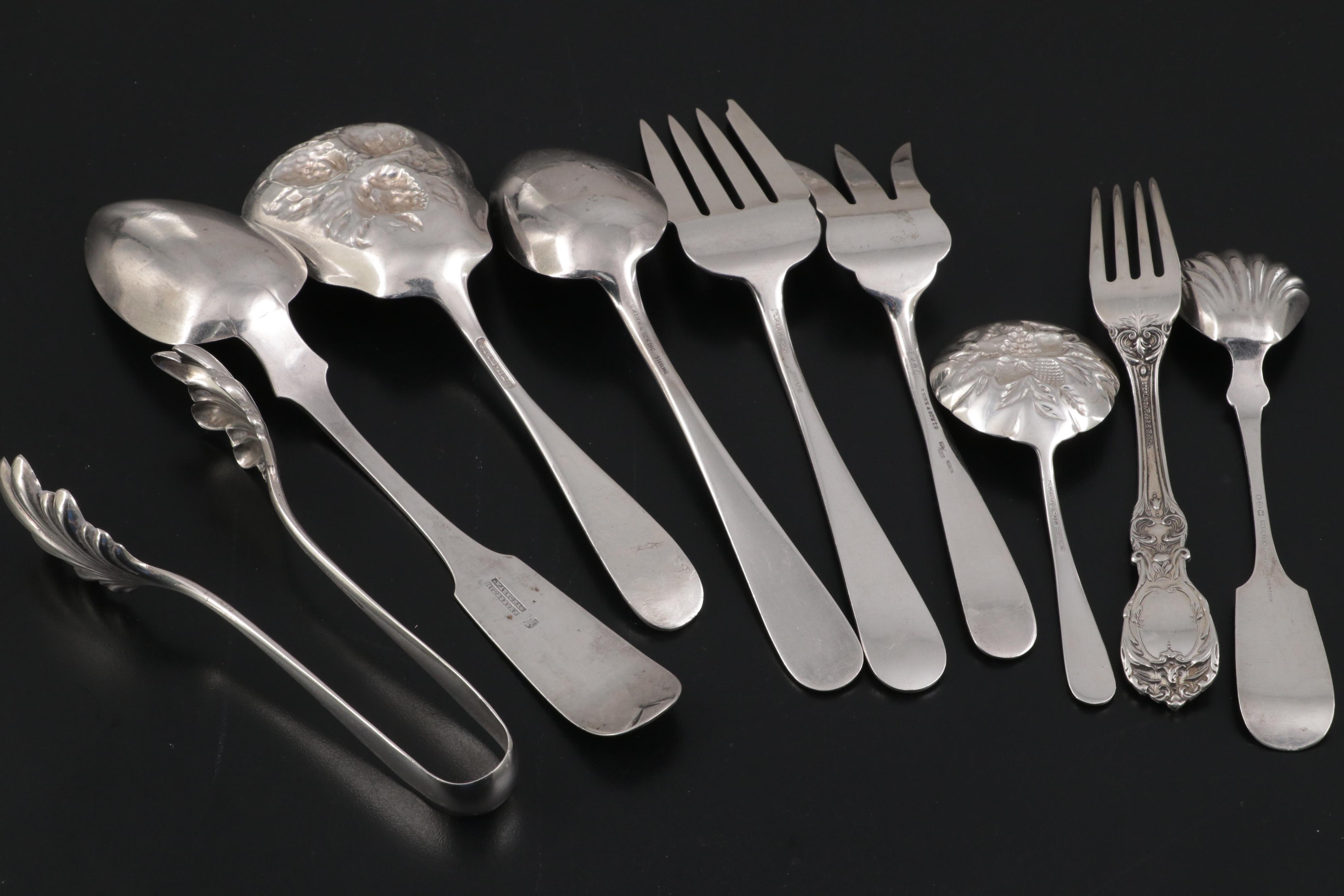 S. Kirk & Son "Repousse" Sterling Silver Flatware with Other Silver Utensils