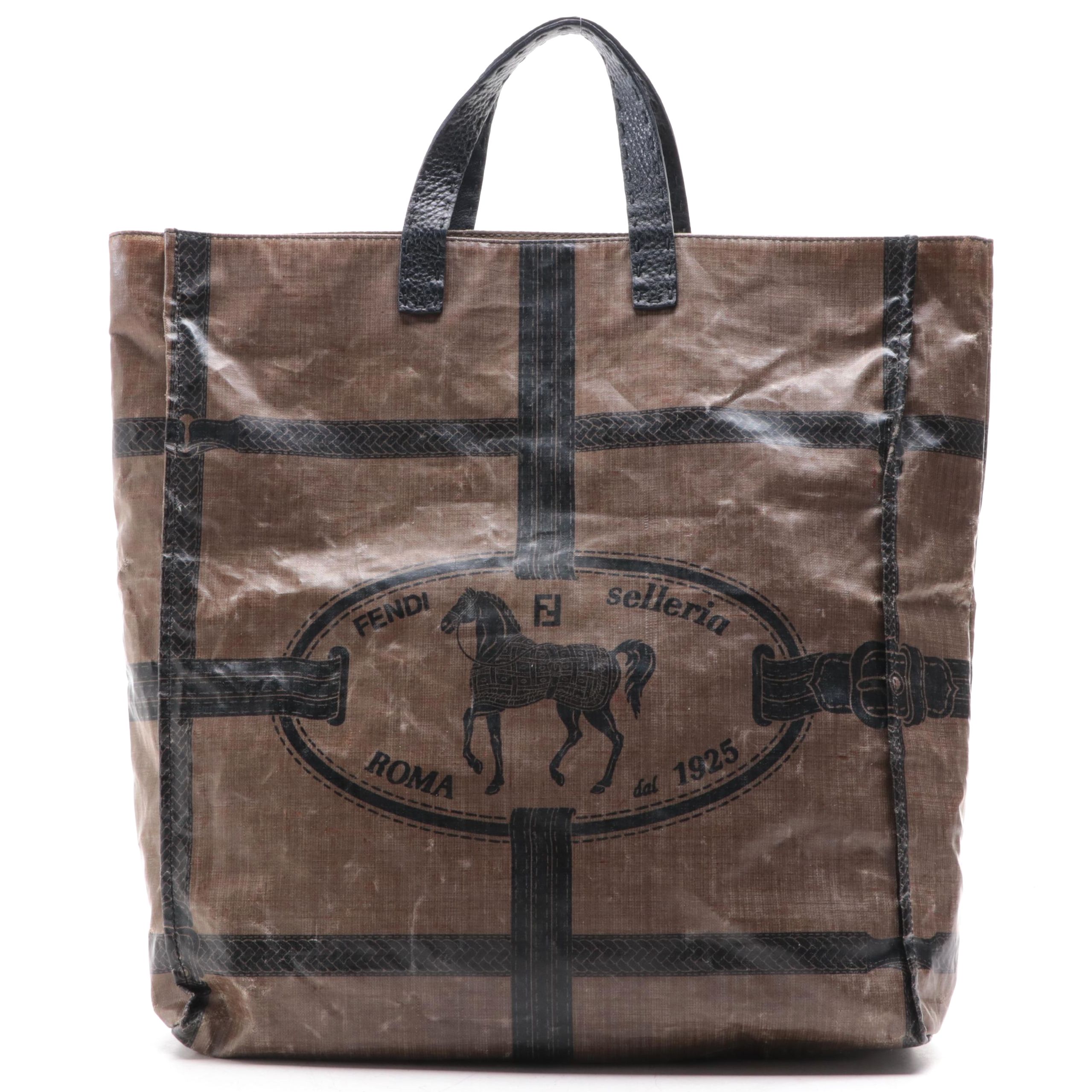 Fendi Selleria Tote in Coated Canvas and Leather