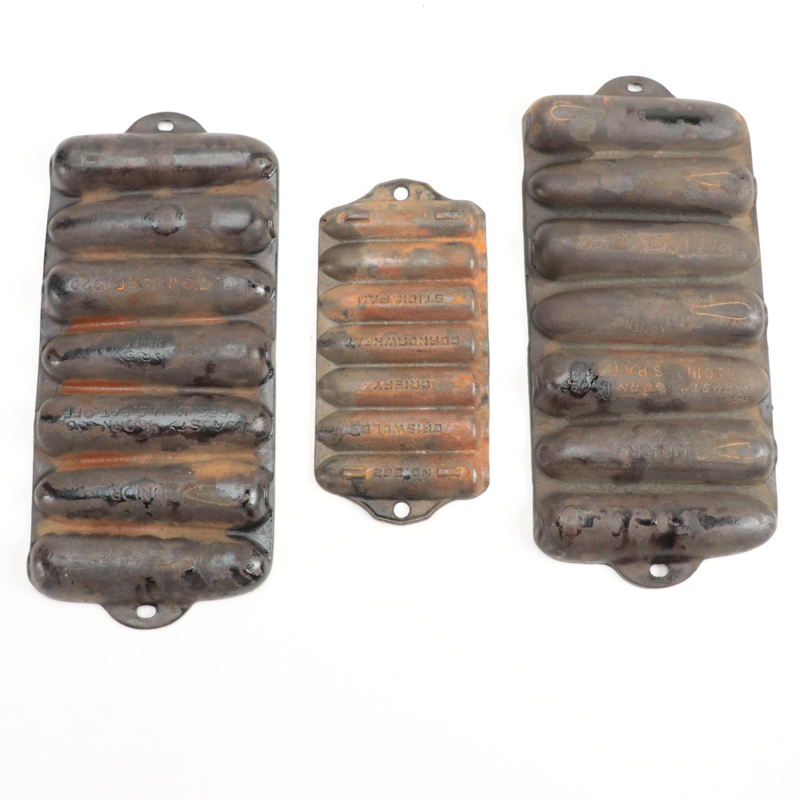 Wagner and Other Cast Iron Corn Stick Pans, Early to Mid-20th Century