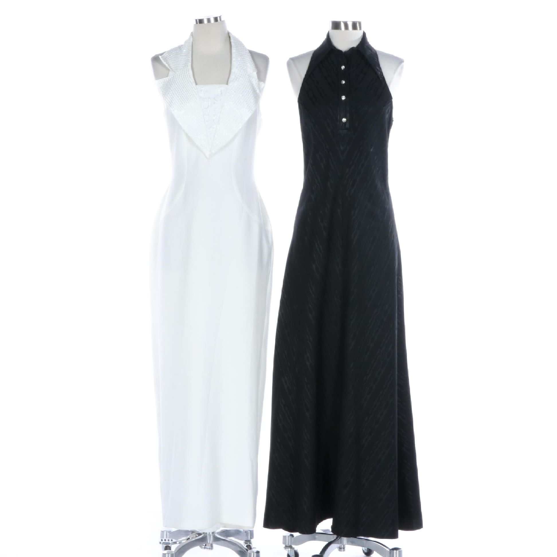 Bridal Originals Long Tuxedo Style Halter Dress and Collared Halter Dress