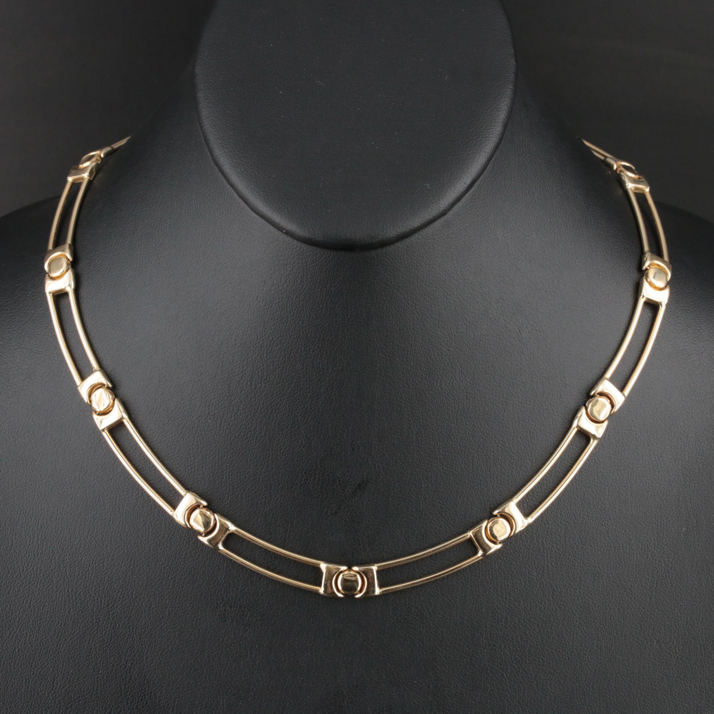 Italian 14K Fancy Link Collar Necklace