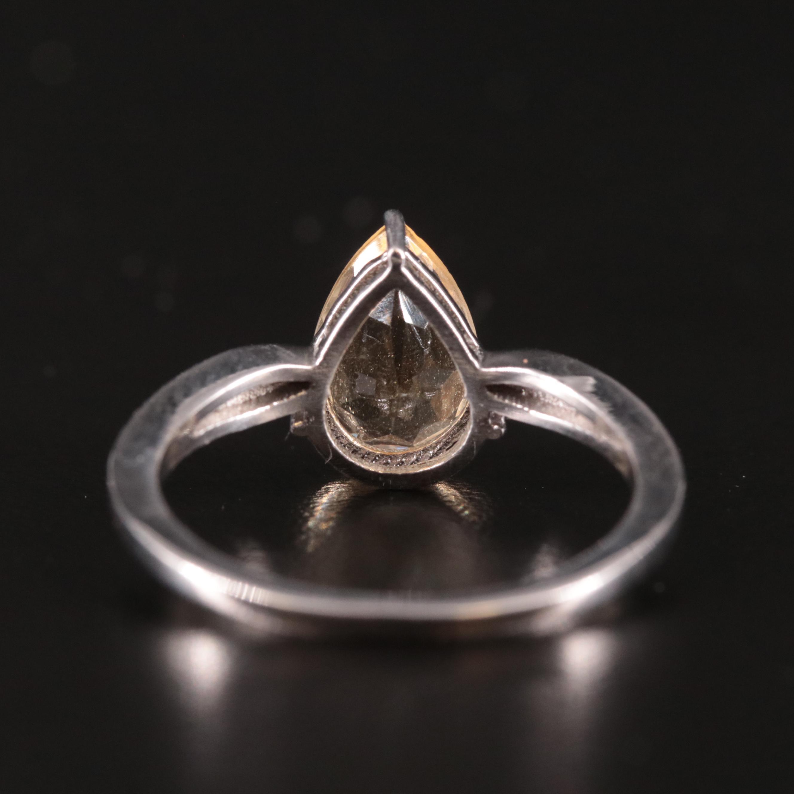 Sterling Citrine and Diamond Ring