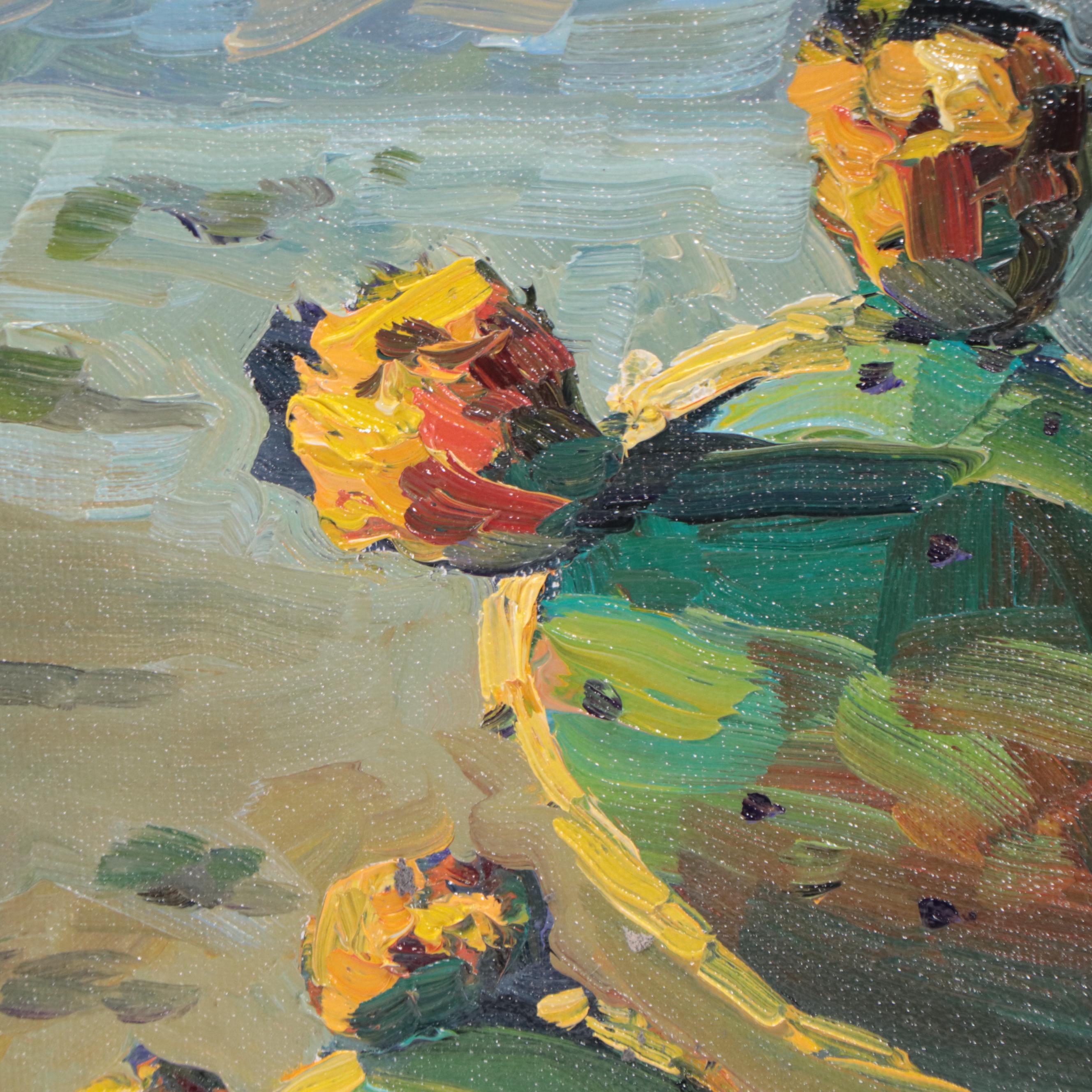 William Hawkins Landscape Oil Painting With Cactus, 2023