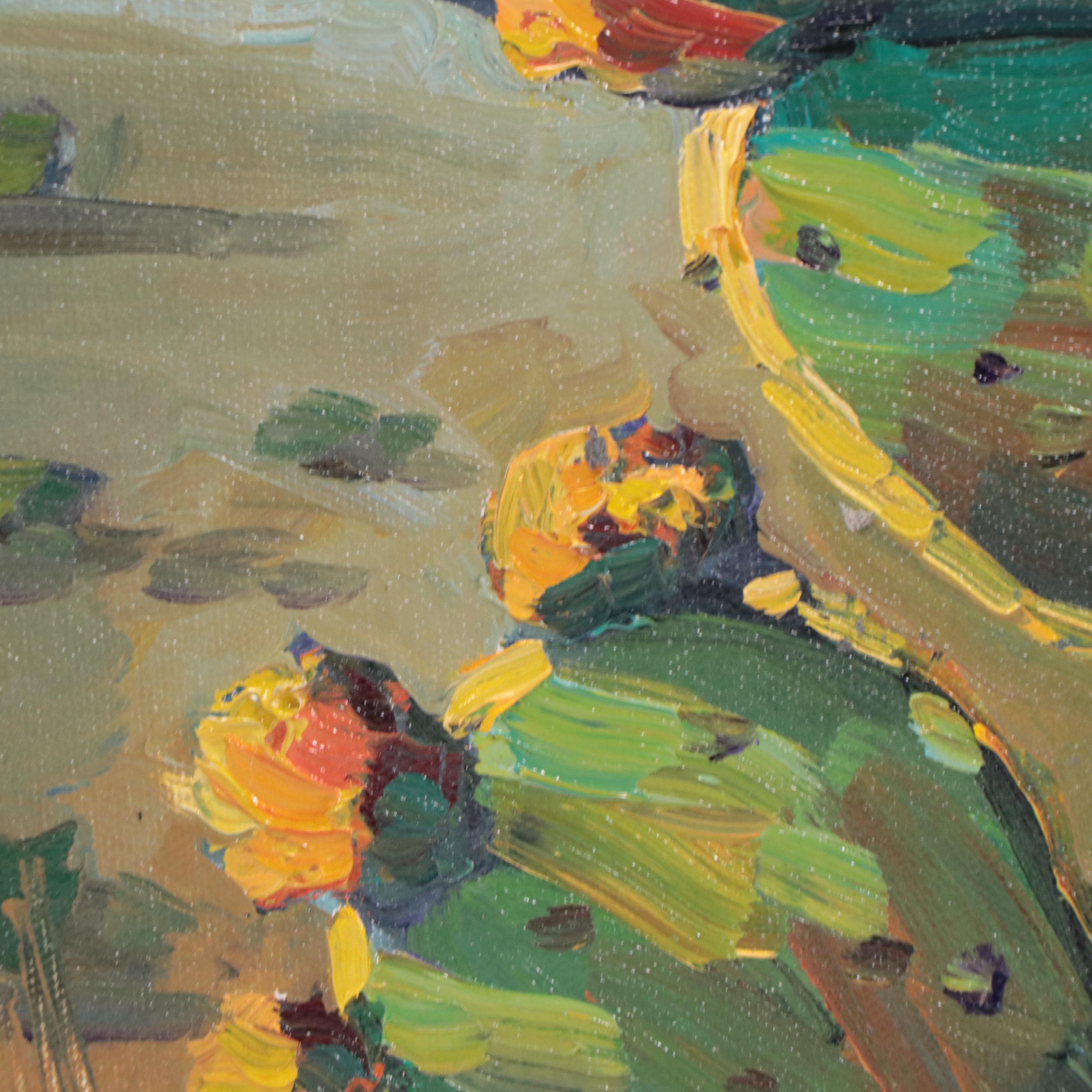 William Hawkins Landscape Oil Painting With Cactus, 2023