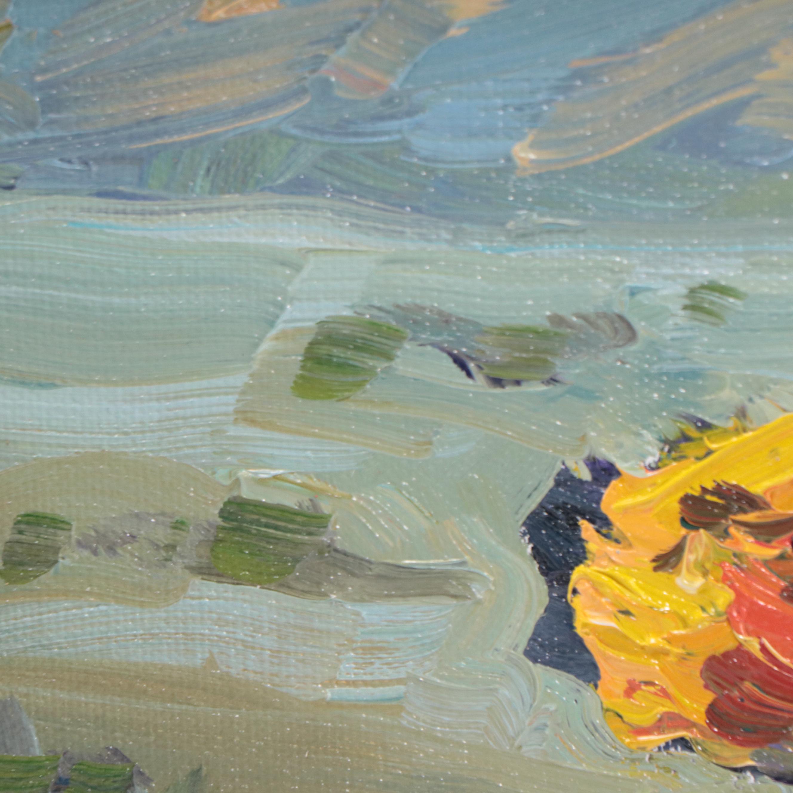 William Hawkins Landscape Oil Painting With Cactus, 2023