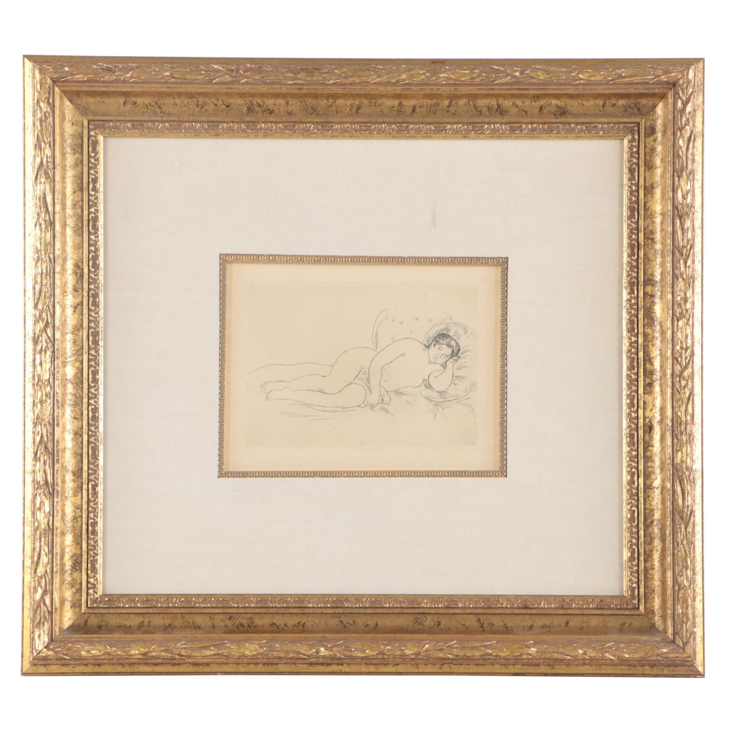 Pierre-Auguste Renoir Restrike Etching "Femme Nue Couchée (Tournée à Droite)"