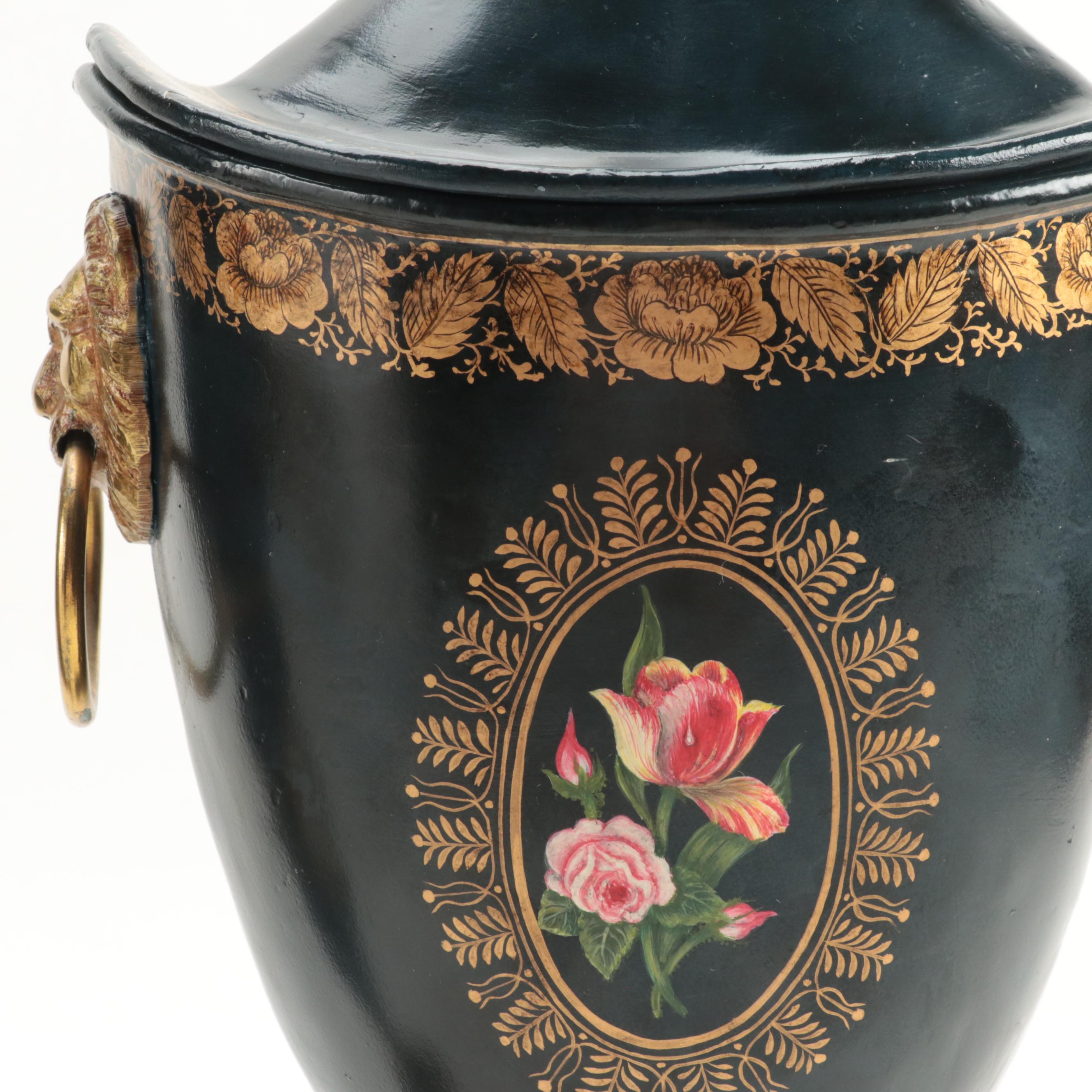 Maitland-Smith and Other Rococo Style Toleware Urn and Flower Containers