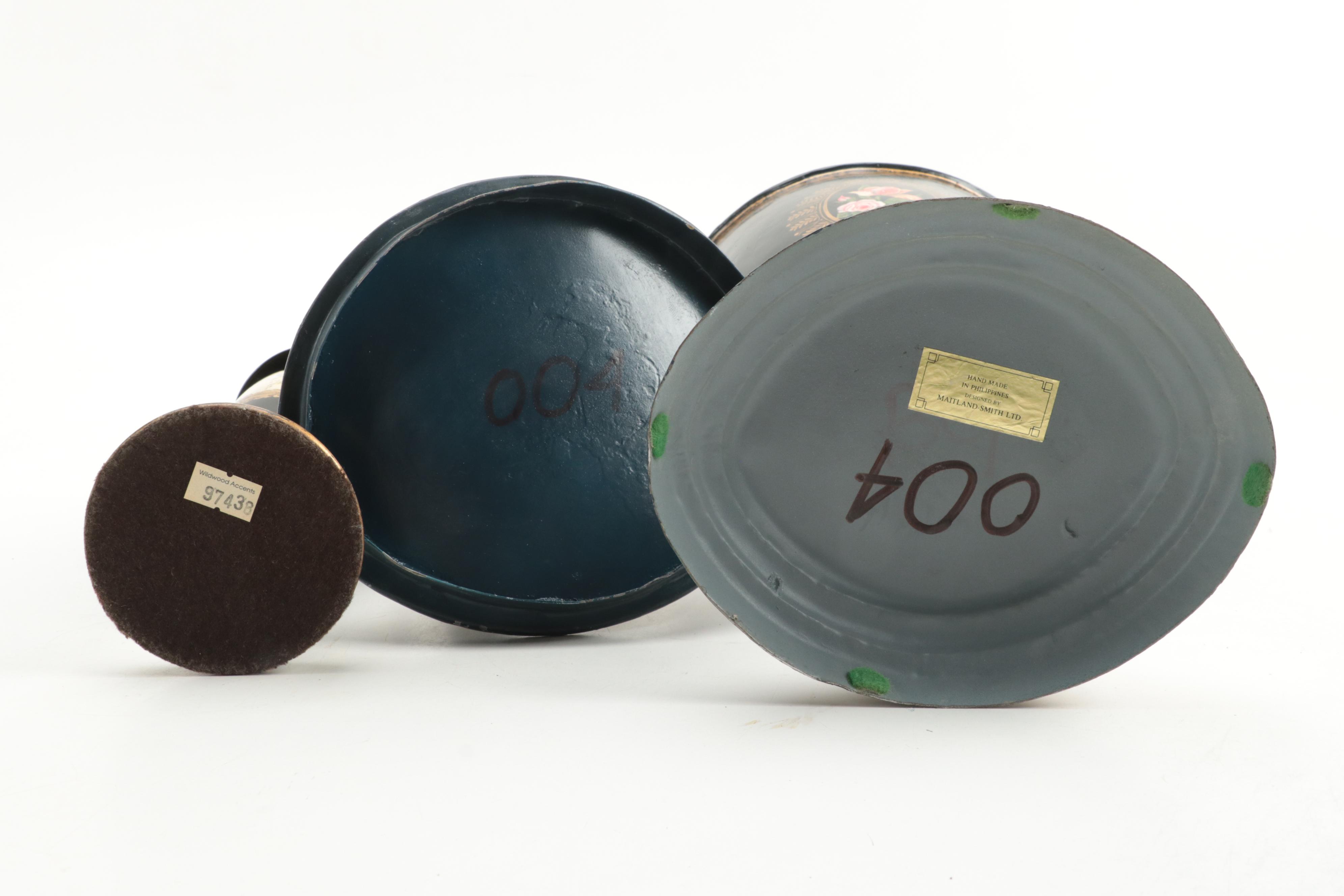 Maitland-Smith and Other Rococo Style Toleware Urn and Flower Containers