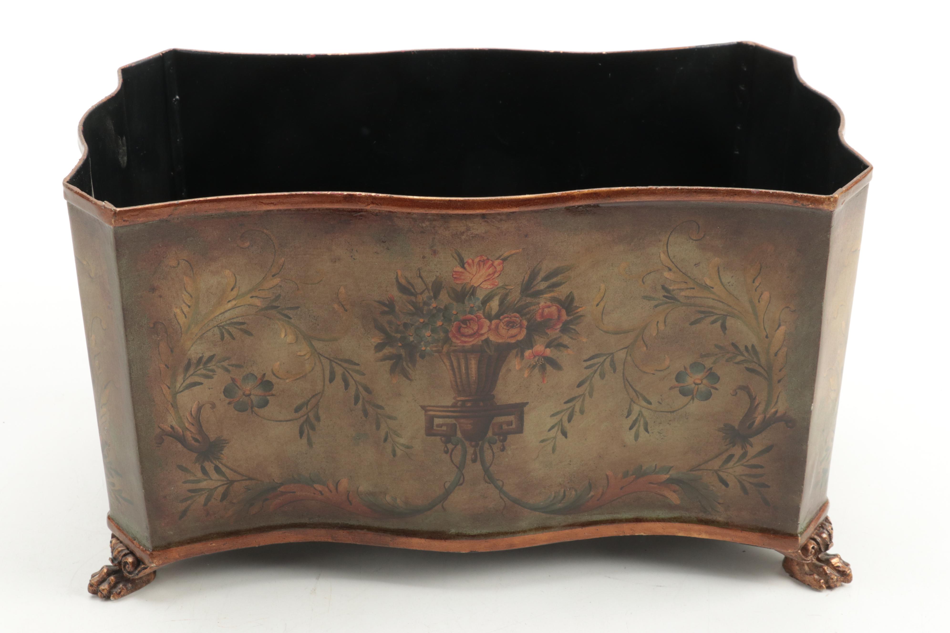 Maitland-Smith and Other Rococo Style Toleware Urn and Flower Containers