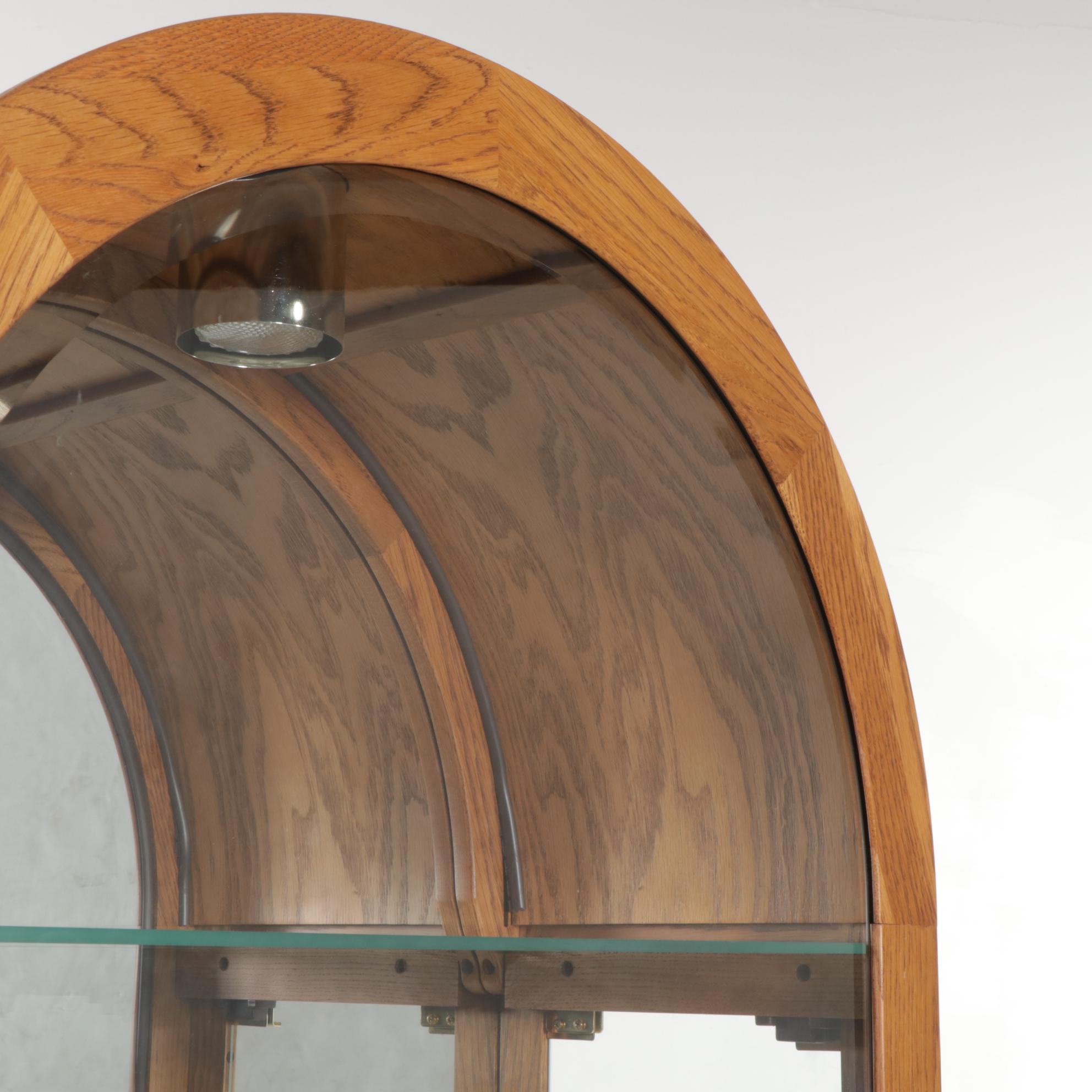 Oak Illuminated Curio Cabinet, Late 20th to 21st Century