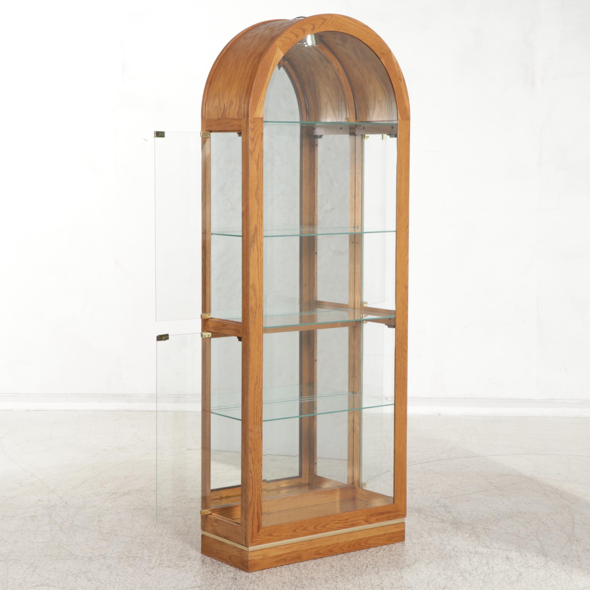 Oak Illuminated Curio Cabinet, Late 20th to 21st Century
