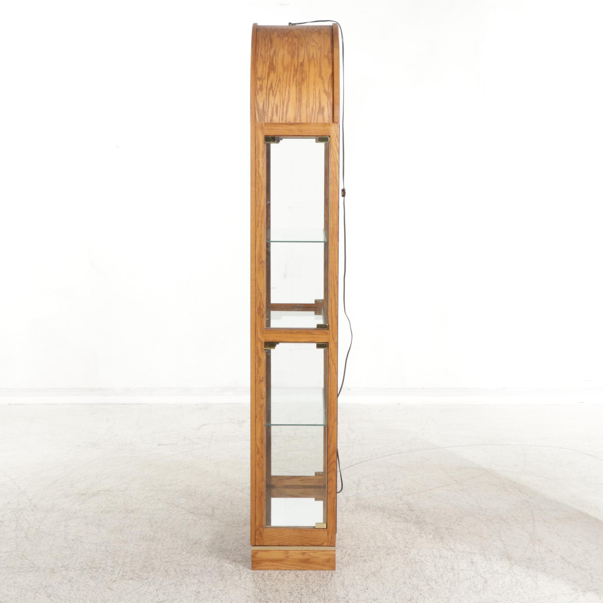 Oak Illuminated Curio Cabinet, Late 20th to 21st Century