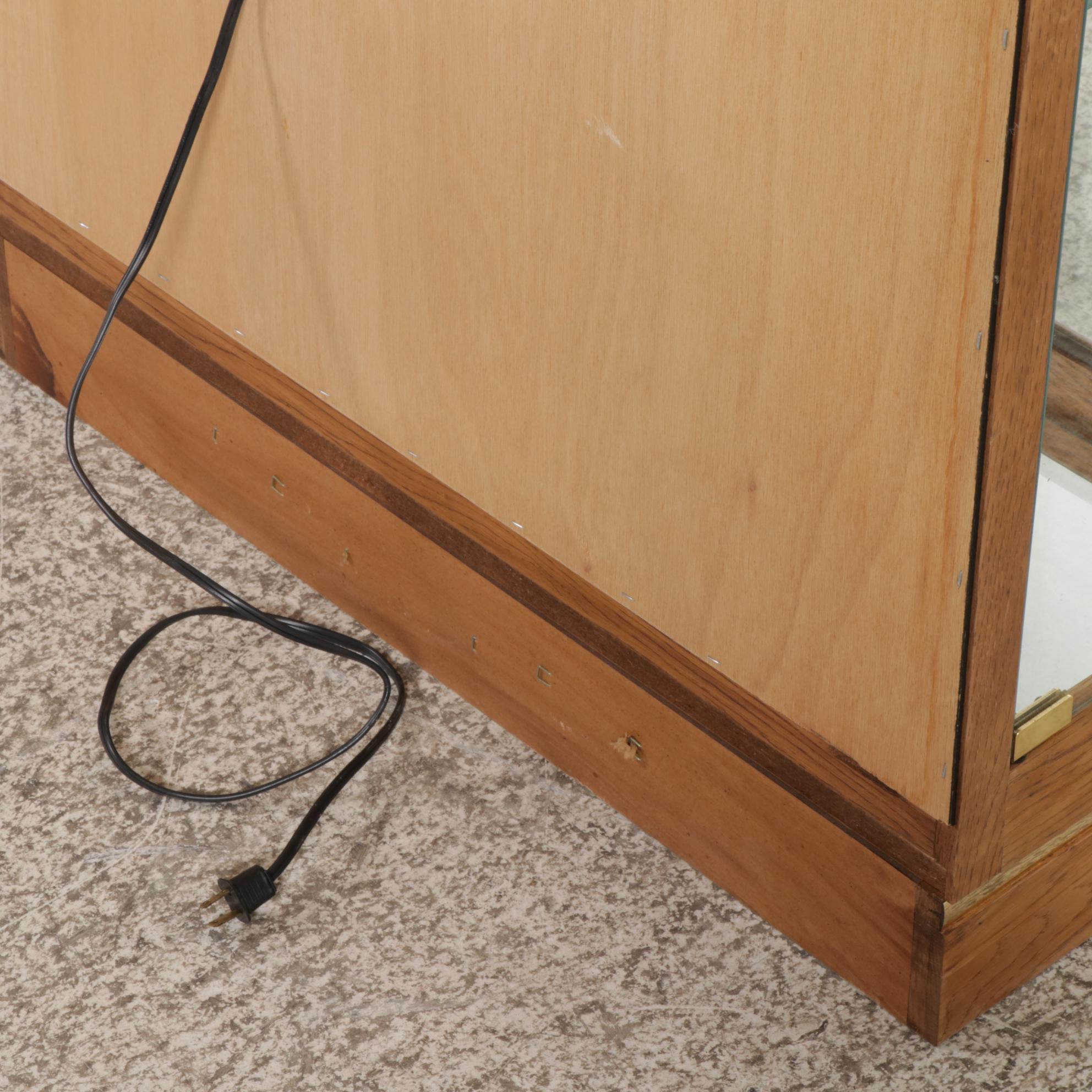 Oak Illuminated Curio Cabinet, Late 20th to 21st Century