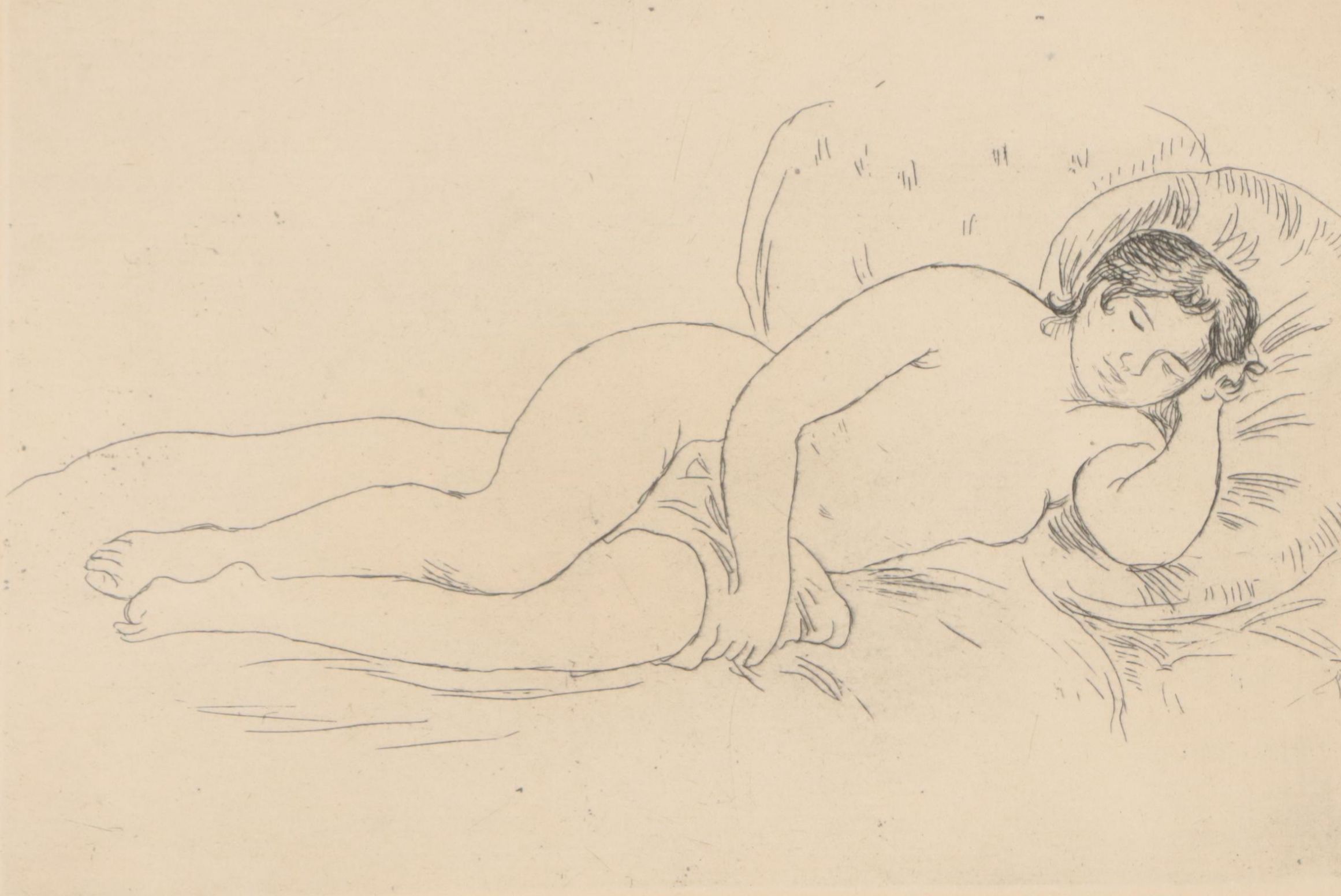 Pierre-Auguste Renoir Restrike Etching "Femme Nue Couchée (Tournée à Droite)"
