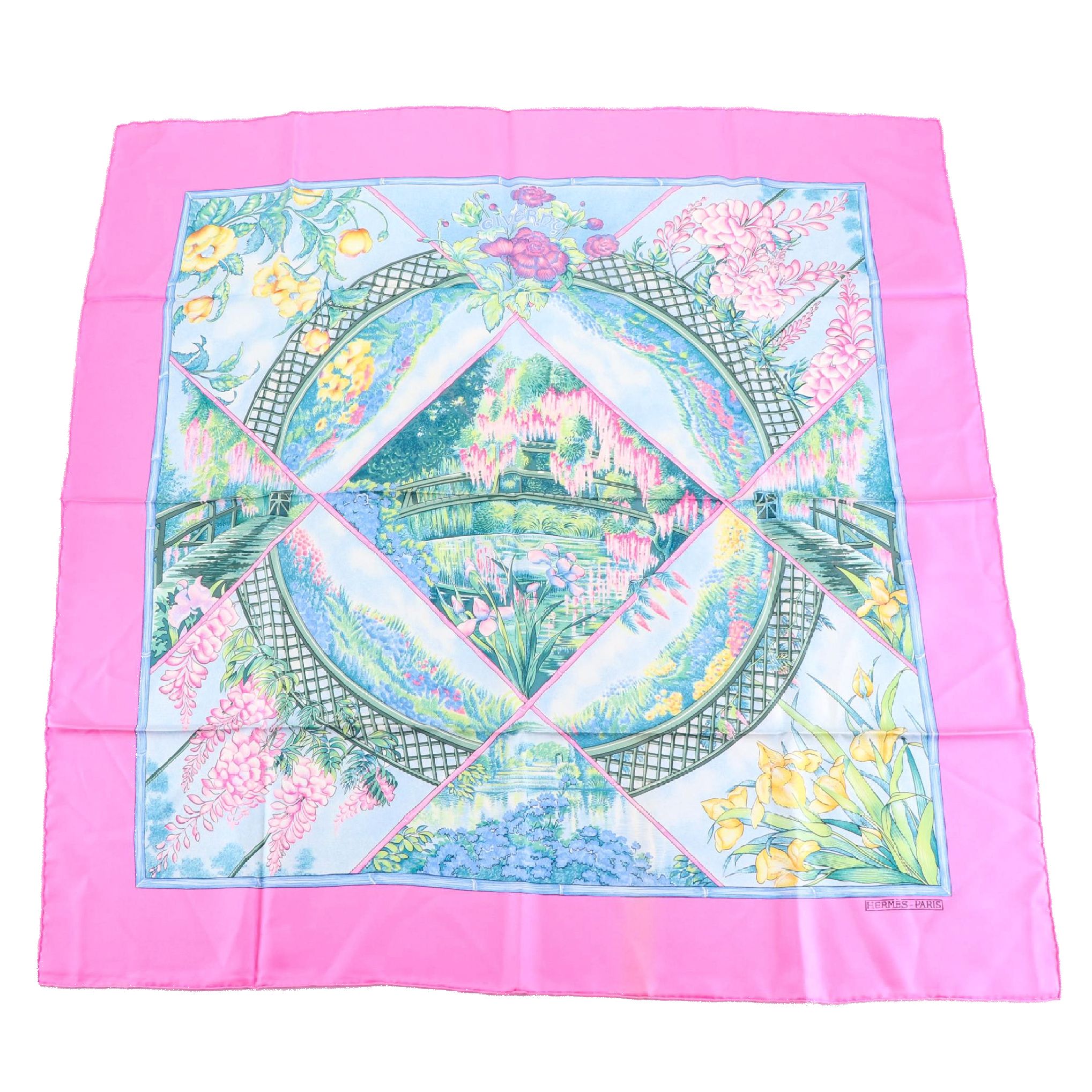 Hermès "Giverny" Scarf 90 in Silk Twill